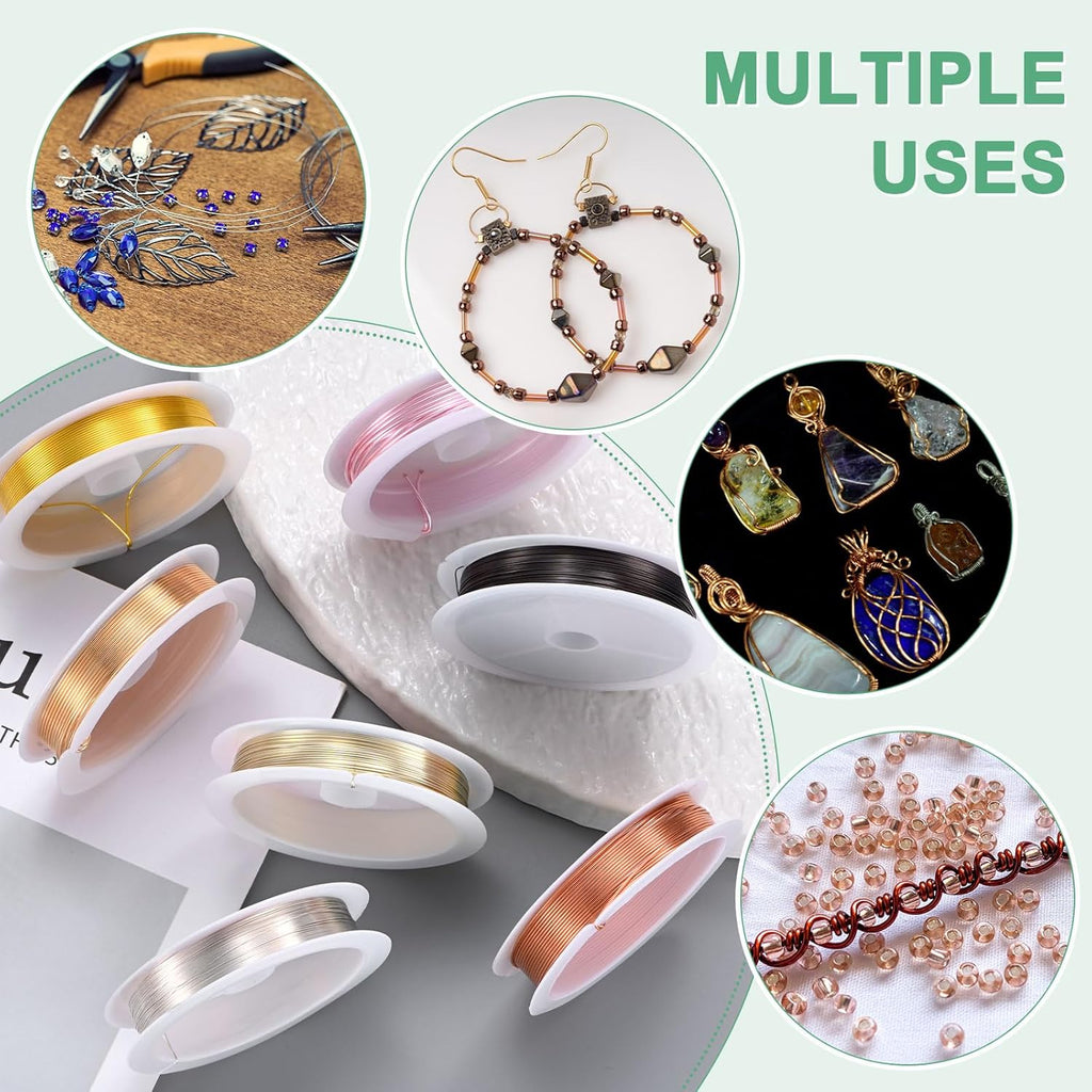 0.5 mm/24 Gauge Copper Wire for Jewelry Making, 20.3FT Copper Beading Craft Wire for Jewelry/Weaving/DIY Crafting/Planting, Color-Retaining [6.2M, Gold Tone]