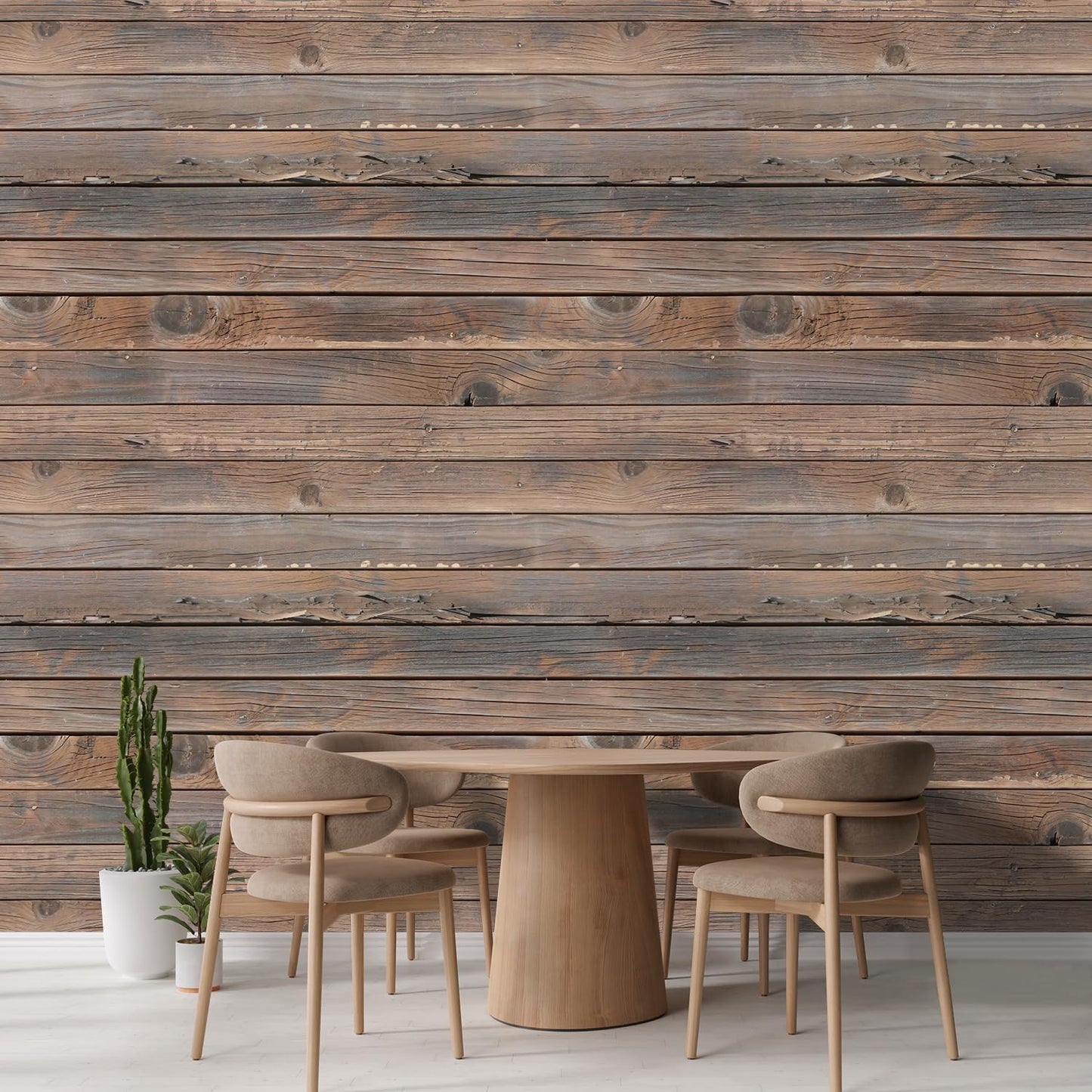 wall26 Horizontal Brown Vintage and Retro Wood Textured Paneling, Wall Mural, Removable Wallpaper, Home Decor - 132x192 inches
