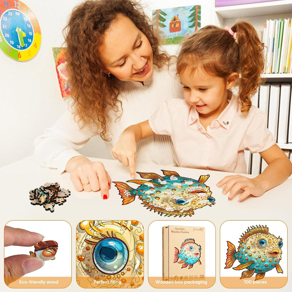 Wooden Puzzles for Kids, 100 Pieces Ocean Wooden Jigsaw Puzzles Kids Ages 8-10-14, Wooden Puzzle for Toddler Children Learning Educational Puzzles Toy Gifts for Friends Family