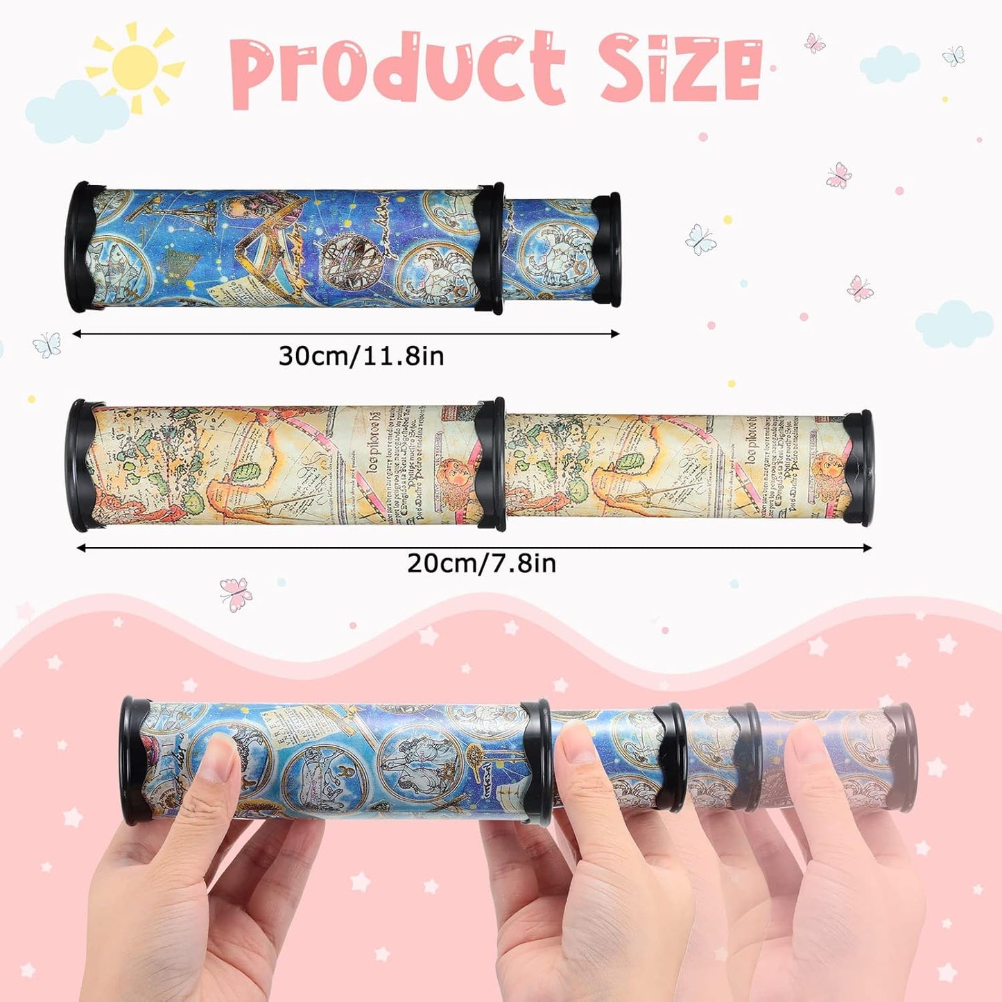 Yunsailing 12 Pack Magic Kaleidoscope Classic Retro Toys - Stretchable Long Kaleidoscope Bulk Party Favors - Educational Science Developmental Toy for Boy, Girl, Adults - Birthday