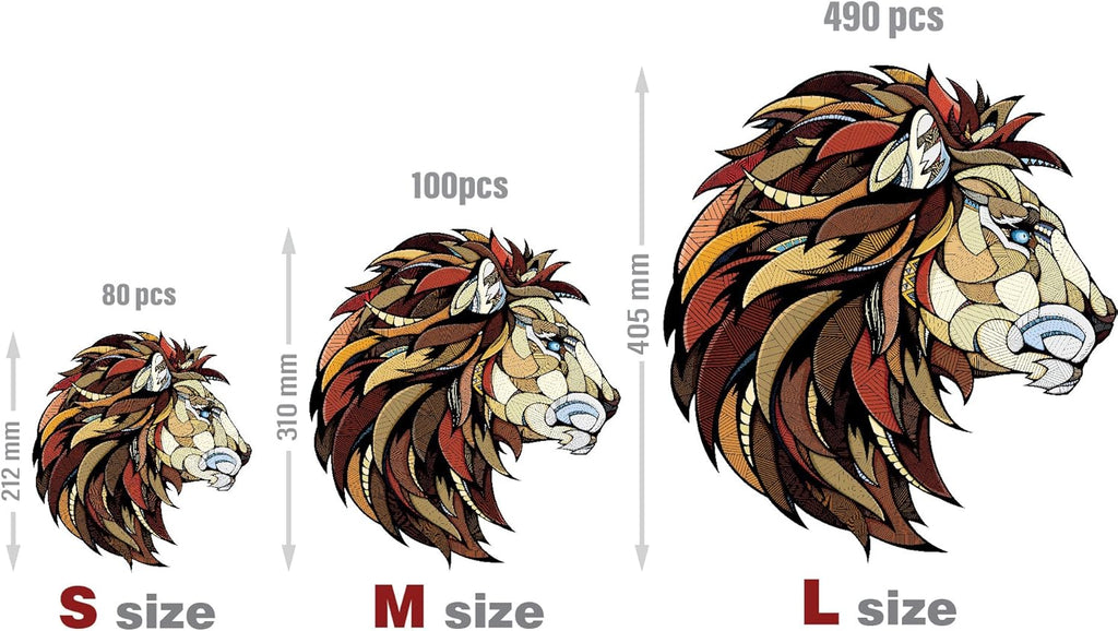 EWA Home Décor – Lion Small 80 Pieces – Wooden Jigsaw Puzzle for Adults – Perfect for Artistic Home Decoration and Mindful Relaxation