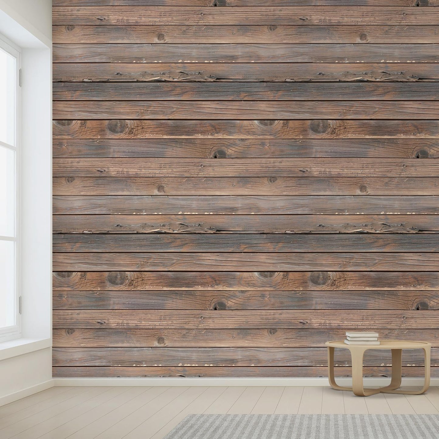 wall26 Wall Sticker/Wall Mural Horizontal Brown Vintage and Retro Wood Textured, Not Peel and Stick, Non-Woven Wallpaper Decorative for Bedroom, Living Room, Office - 96x120 inches