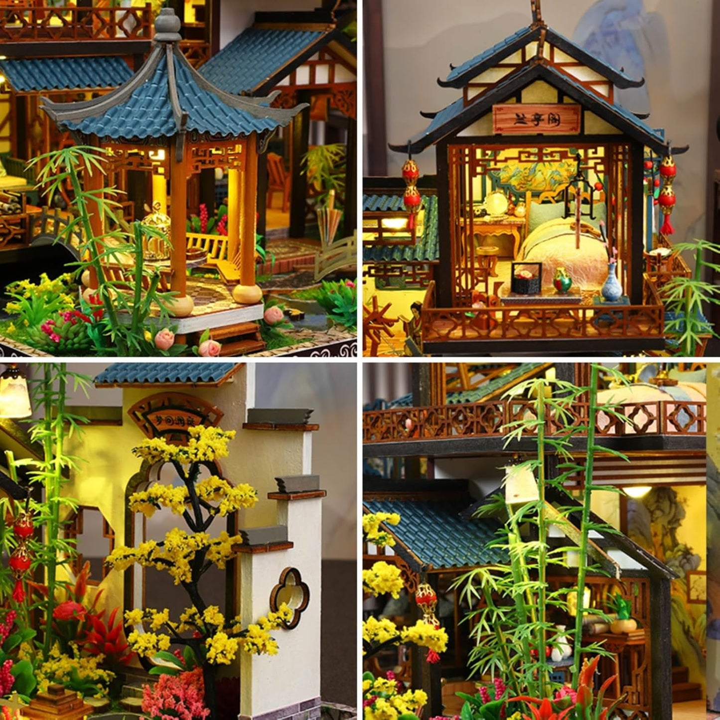Miniature House Kit, Miniature Ki, Dollhouse Kit for Adults Teen, Mini House Building Kit for Birthday, Elegant Lanting