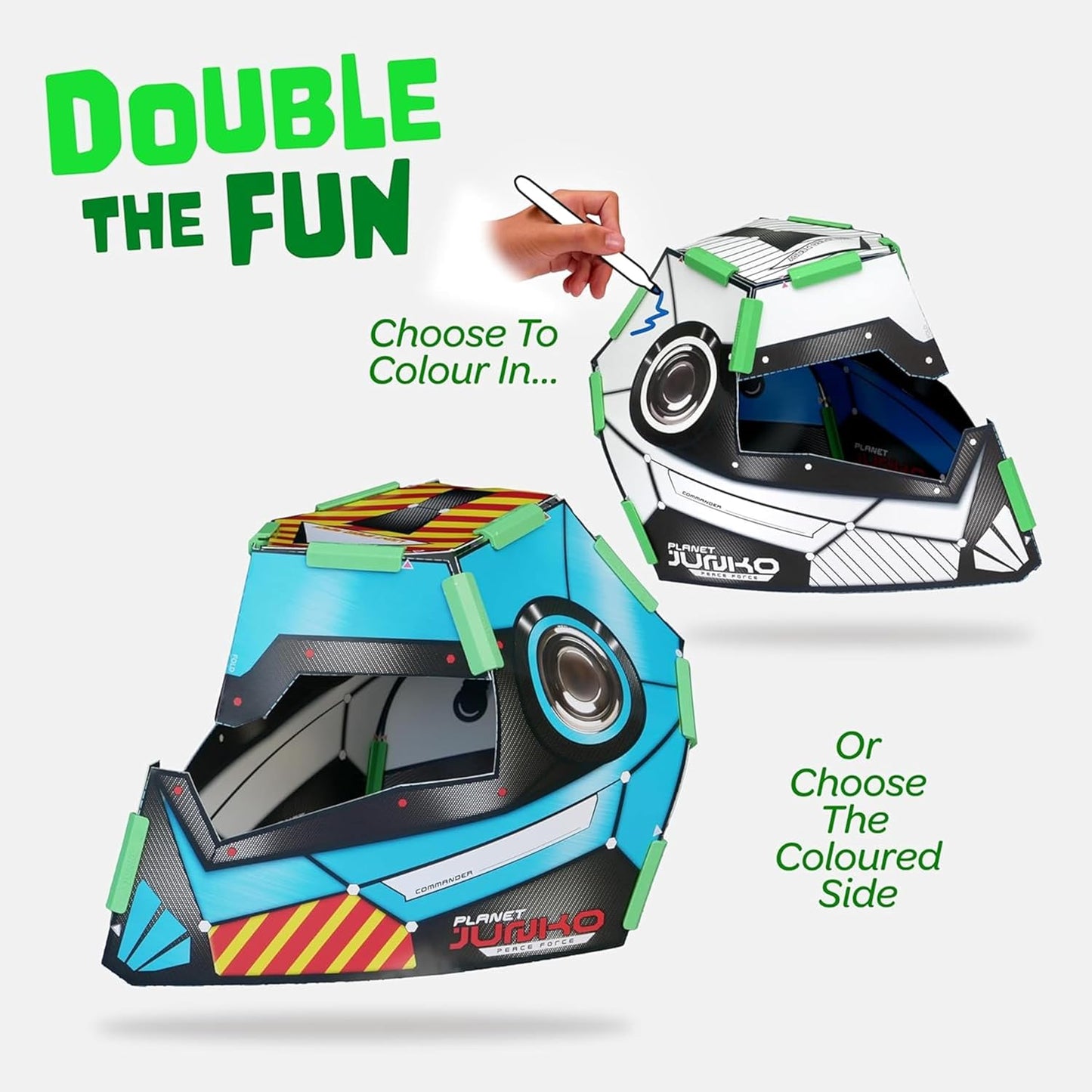 JUNKO Create Your Own Firefighter, Viking, and Space Action Helmet | Build and Color DIY Paper Craft Kit for Kids | Fun Rainy Day Activity