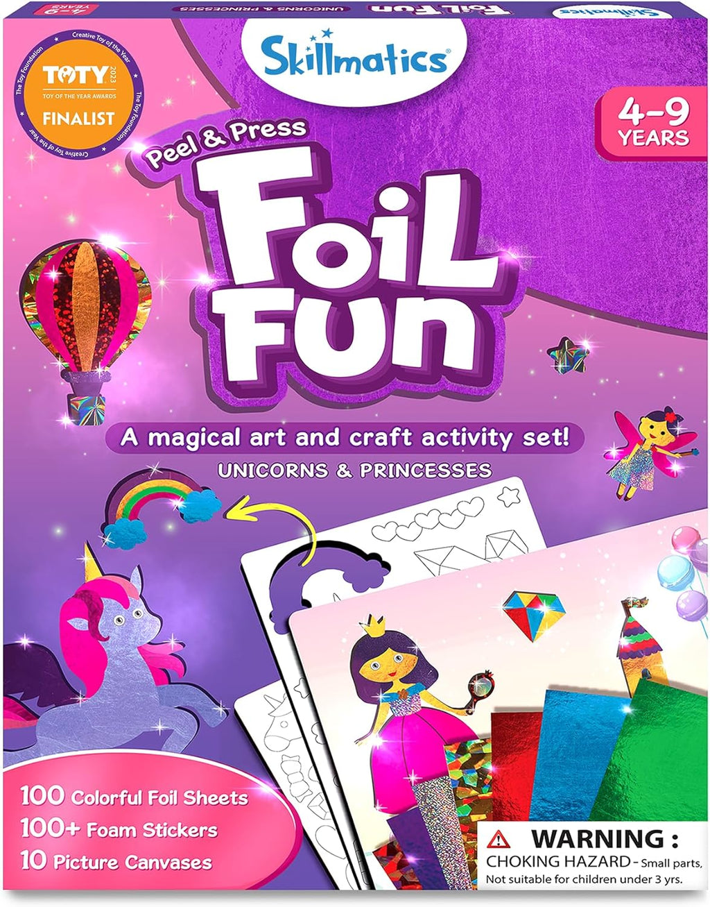 Skillmatics Foil Fun - Unicorns & Princesses, No Mess Art for Kids, Craft Kits & Christmas Fun Supplies, DIY Creative Activity, Travel Toys, Gifts for Ages 4, 5, 6, 7, 8, 9