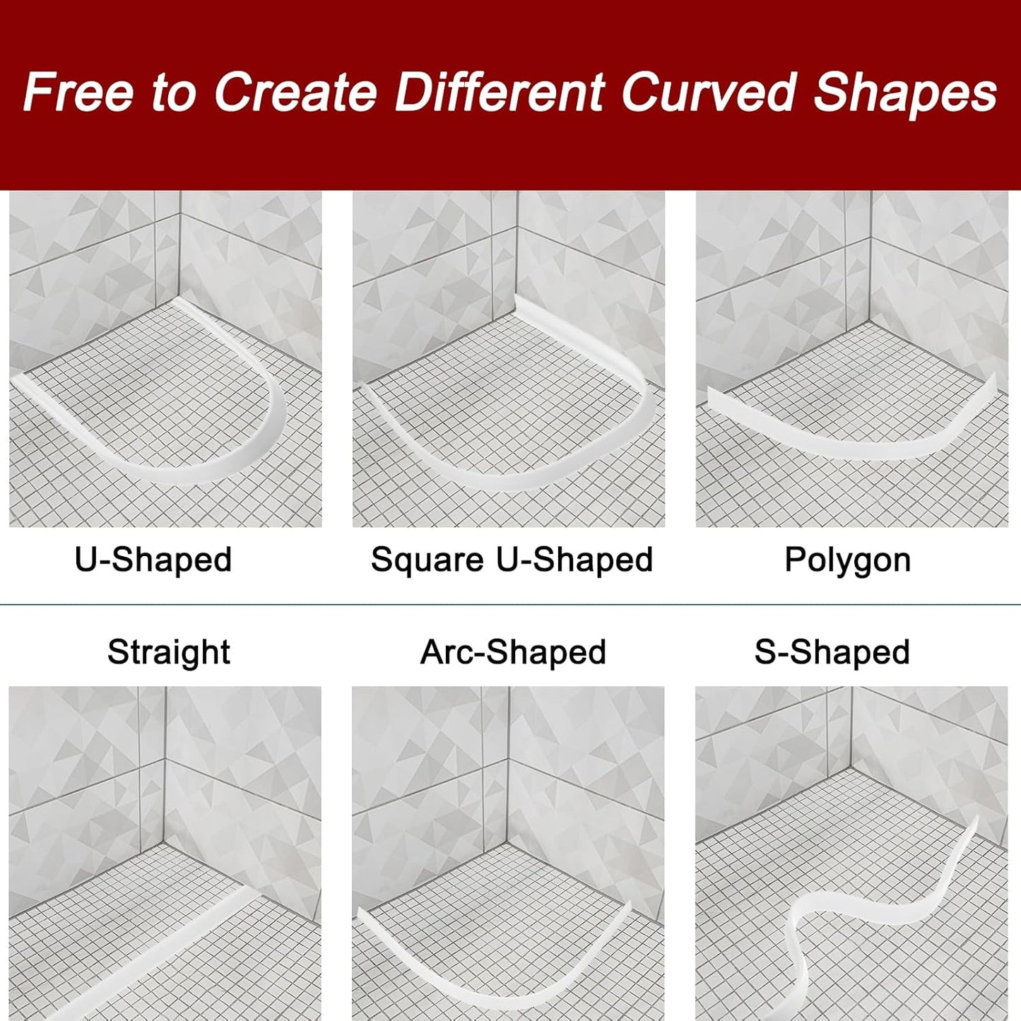 uxcell Flexible Molding Trim, 98 Inch Flexible Quarter Round Molding Silicone Peel and Stick Trim Self Adhesive Shower Water Barrier for Corner Decor Bathroom Kitchen, Transparent