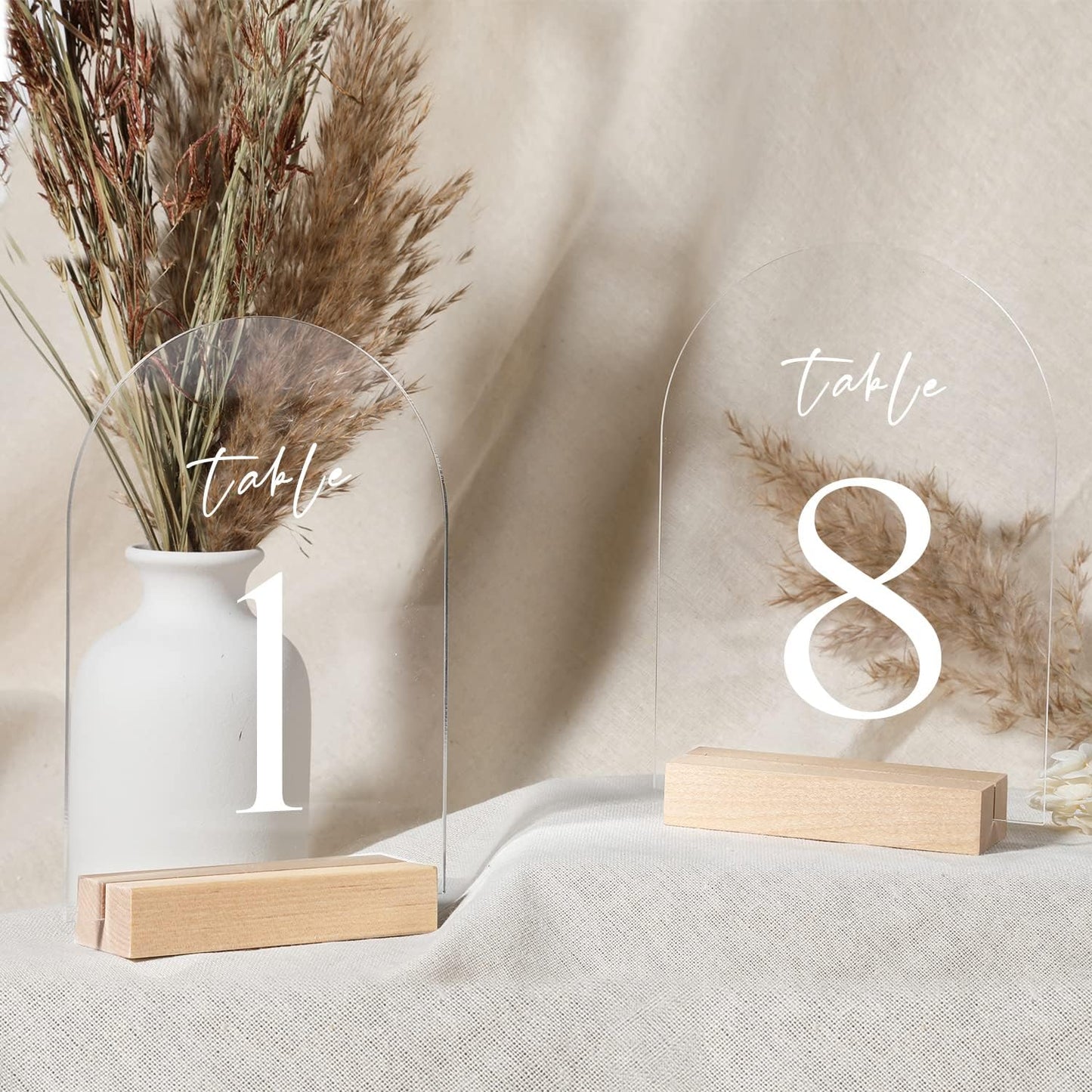 UNIQOOO 5 Pack 4" Wood Stands for Wedding Acrylic Sign, Wood Table Number Holders for 1/8 Thick Acrylic Sheets | Wedding Display Stands, Card Holder, Great for Bar Menu, Retail Sign, Party and Events