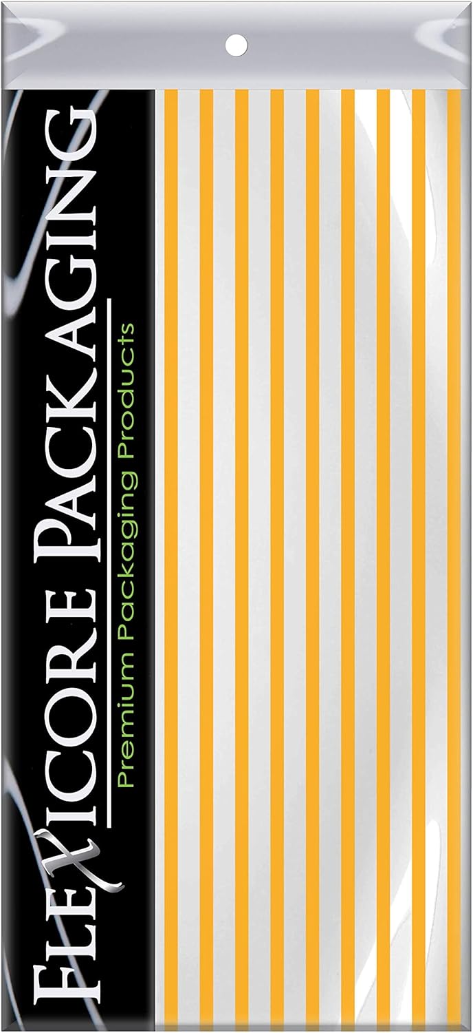 Flexicore Packaging Tangerine Orange Pin Stripe Print Gift Wrap Tissue Paper Size: 15 Inch X 20 Inch | Count: 10 Sheets | Color: Tangerine Pin Stripe