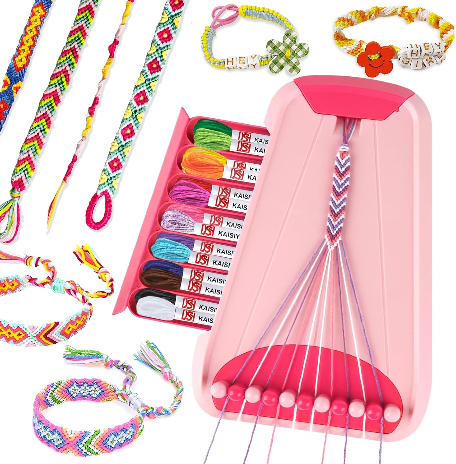 Friendship Bracelet Making Kit for Girls, Arts and Crafts Bracelets String Maker Kit for Kids Ages 8-12 Christmas Birthday Gifts
