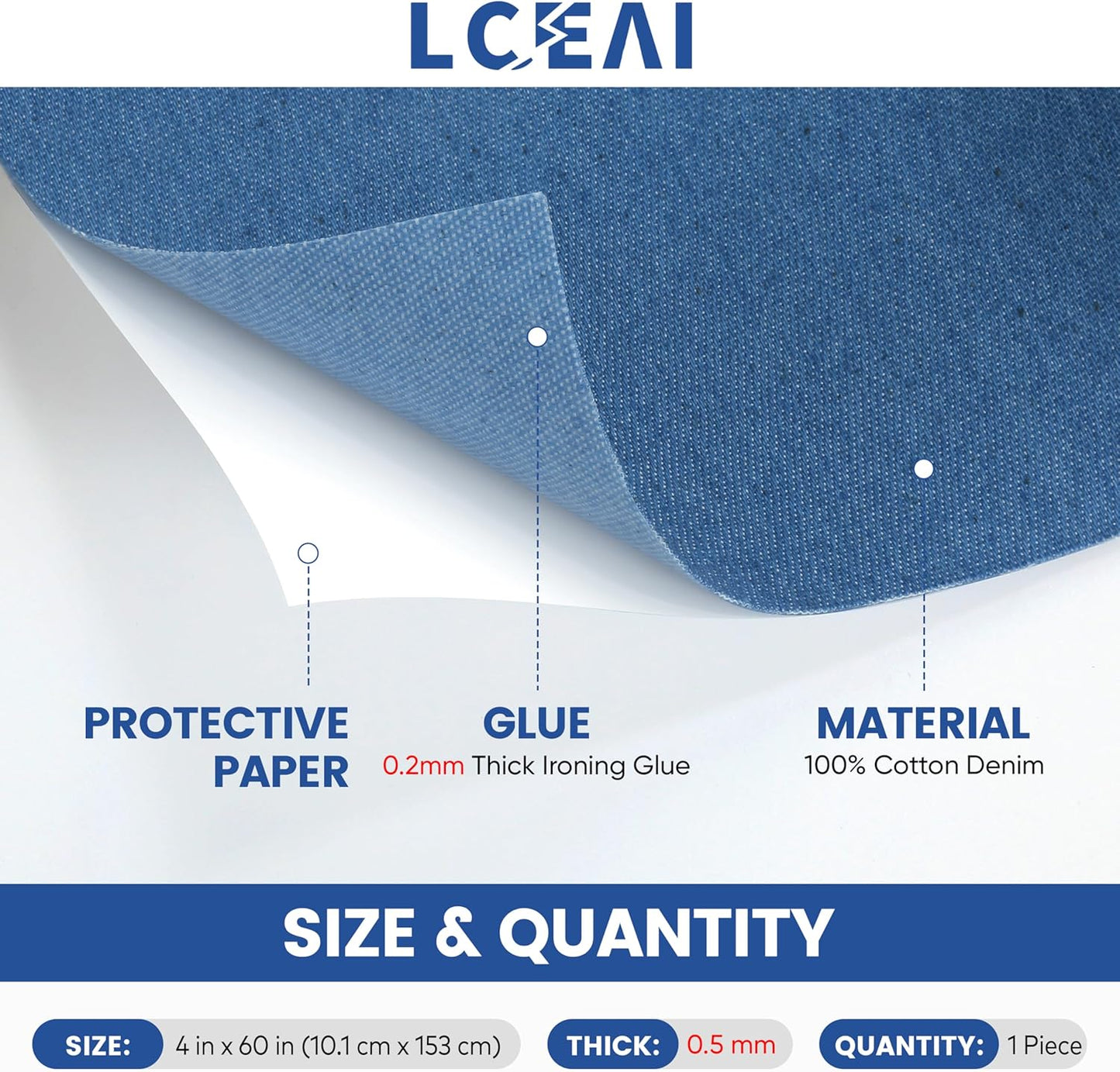 Denim Patches for Inside Jeans - Iron On Patches for Jeans - Jeans Patch for Repairing Pant Holes and Covering Imperfections, Large Size, 4 in. x 60 in.Dark Blue