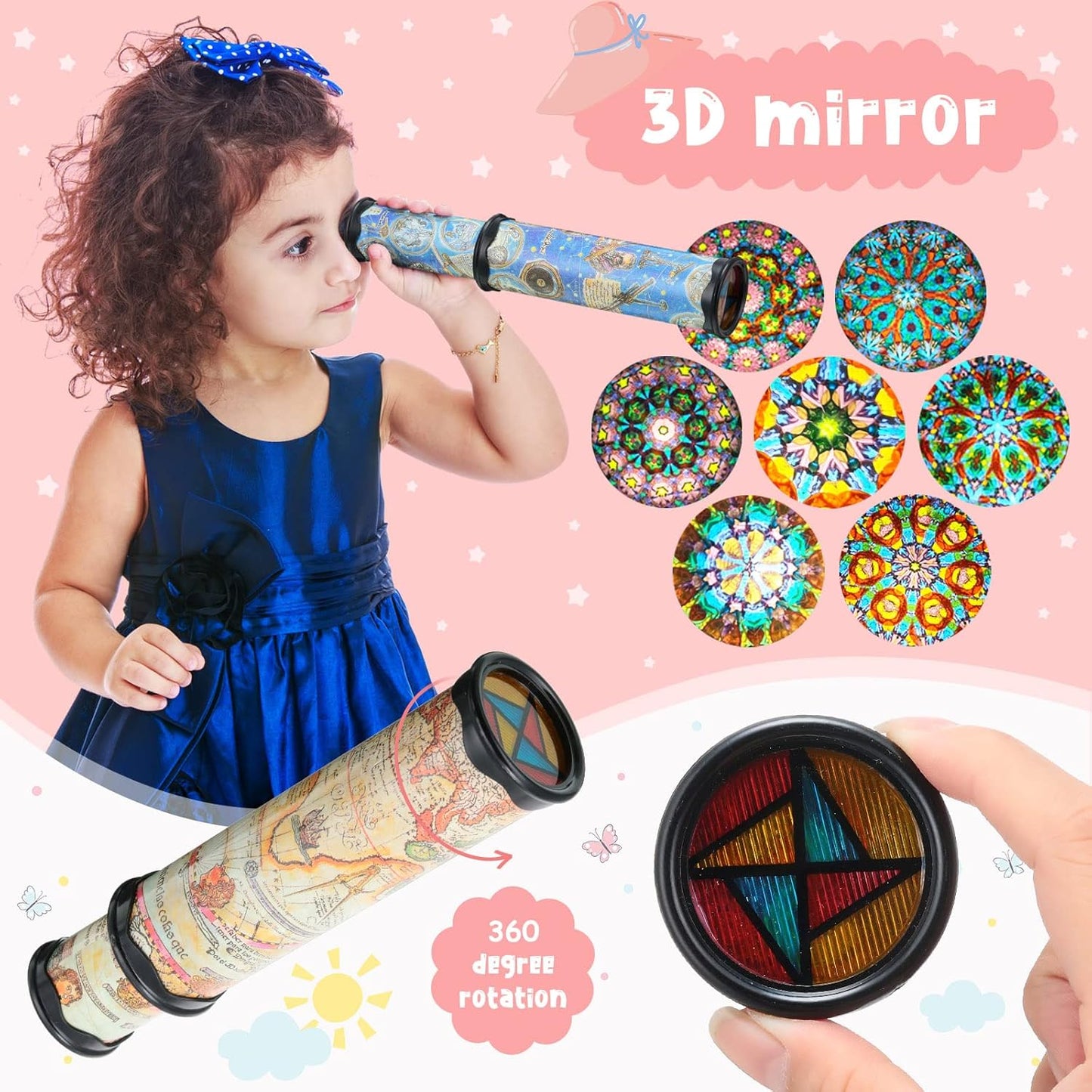 Yunsailing 12 Pack Magic Kaleidoscope Classic Retro Toys - Stretchable Long Kaleidoscope Bulk Party Favors - Educational Science Developmental Toy for Boy, Girl, Adults - Birthday