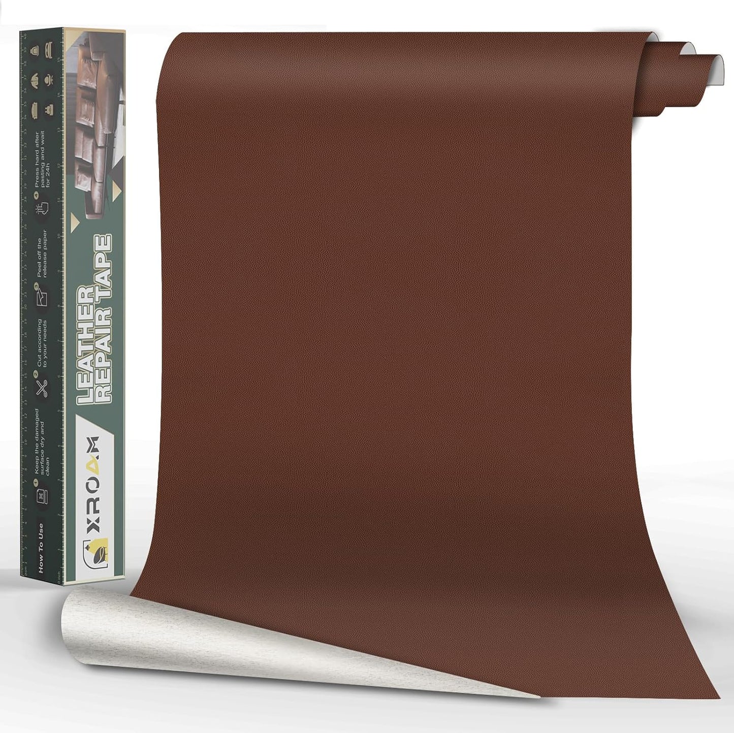 Leather Repair Tape, 23.6x79 inch Leather Patches for Furniture, Self Adhesive Leather Repair Patch for Sofas, Couches, Leather Covers, Seats, Chairs, Vinyl Repair Tape Dark Brown-Fine Grain