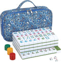 Chinese Mahjong Game Set 146 Qulity Mahjong Green Tiles 1.4-inch Chinese Mahjong Game Set with Blue Printed Carrying Bag [中式麻將 專業套裝](Tiles ONLY, Racks Not Included)