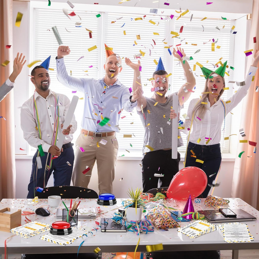 Office Party Friendly Feud Game with 2 Answer Buzzers, Team Building Feud Cards for Family Game Night Fun Trivia Quiz for Work Staff Coworkers Groups