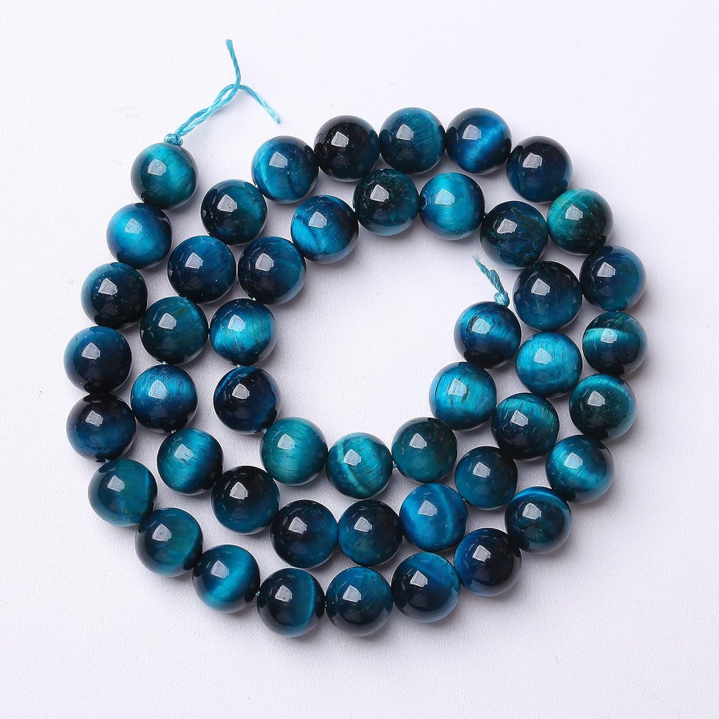 180PCS 4mm Blue Tiger Eye Gemstone Loose Beads Natural Round Loose Stone Beads for Jewelry Making DIY Bracelet Necklace Earrings 2 Strand 32"