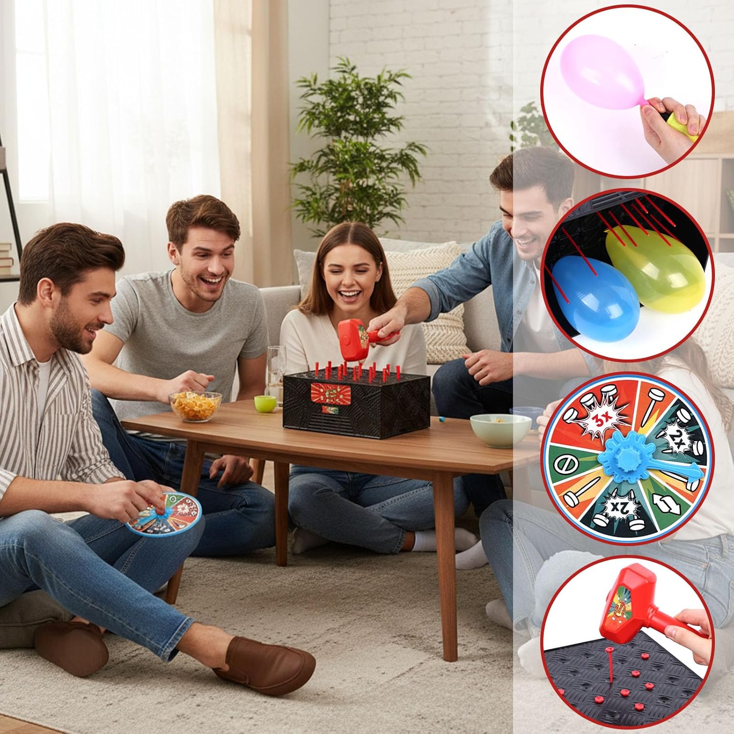LovesTown Balloon Pop Game, Blast Box Board Games for Family Night Juegos De Mesa Birthday Gifts Party Supplies for Adults and Kids