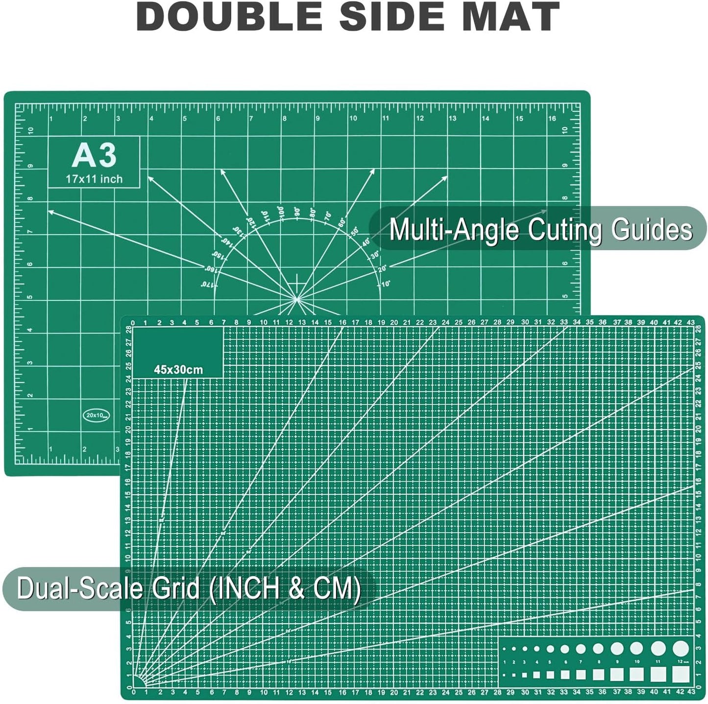 5 PCS Self Healing Cutting Mat 12" x 18": Sewing Rotary Cutting Mat for Crafts and Fabric Sewing Scrapbooking Quilting and Precision Cutting (5, Green)
