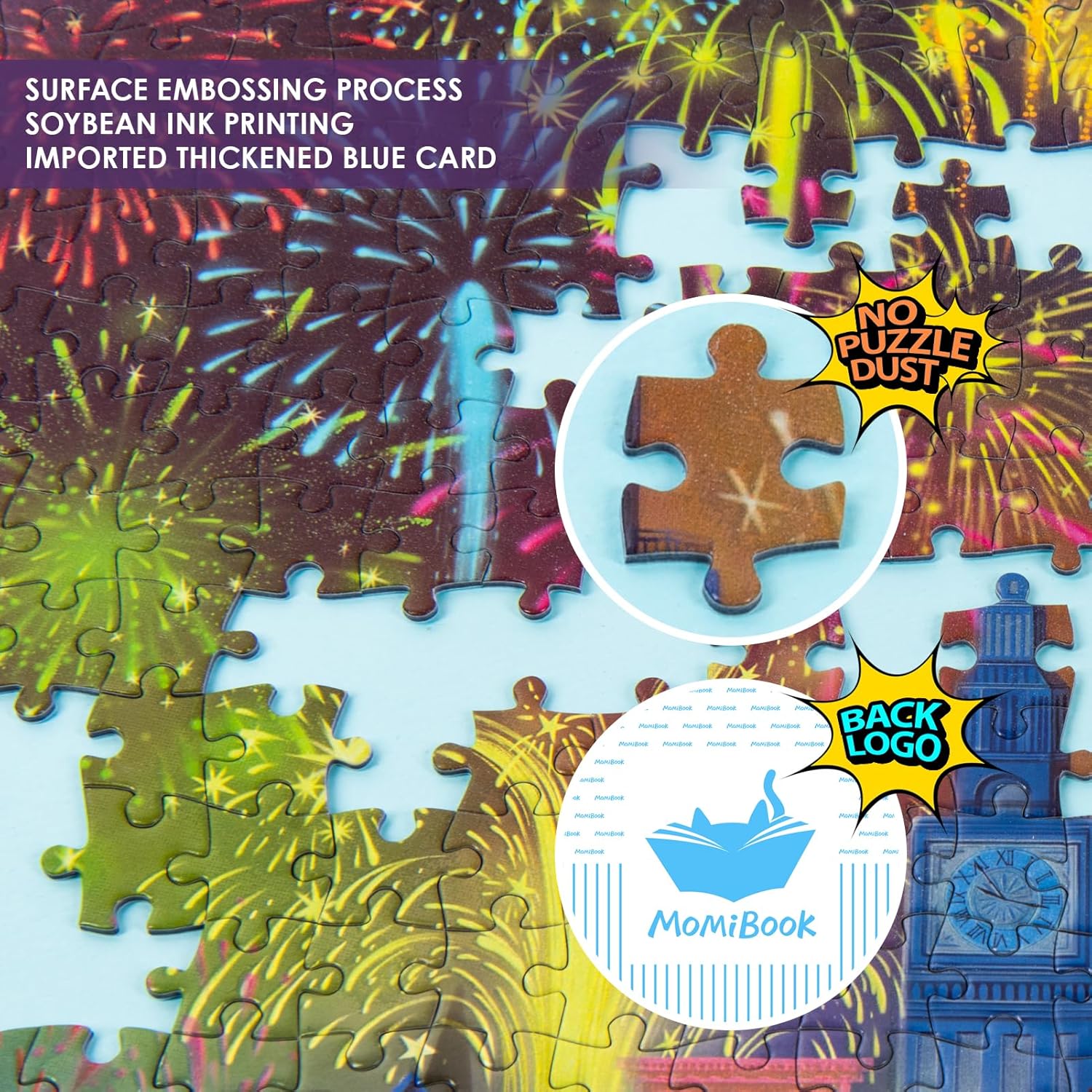 MOMIBOOK Puzzles for Adults 1000 Pieces Jigsaw Puzzles of Fireworks are Gorgeous, Luminous Painting Image Difficult Challenging Hard Impossible Puzzle Unique Funny Party Christmas Birthday Gifts