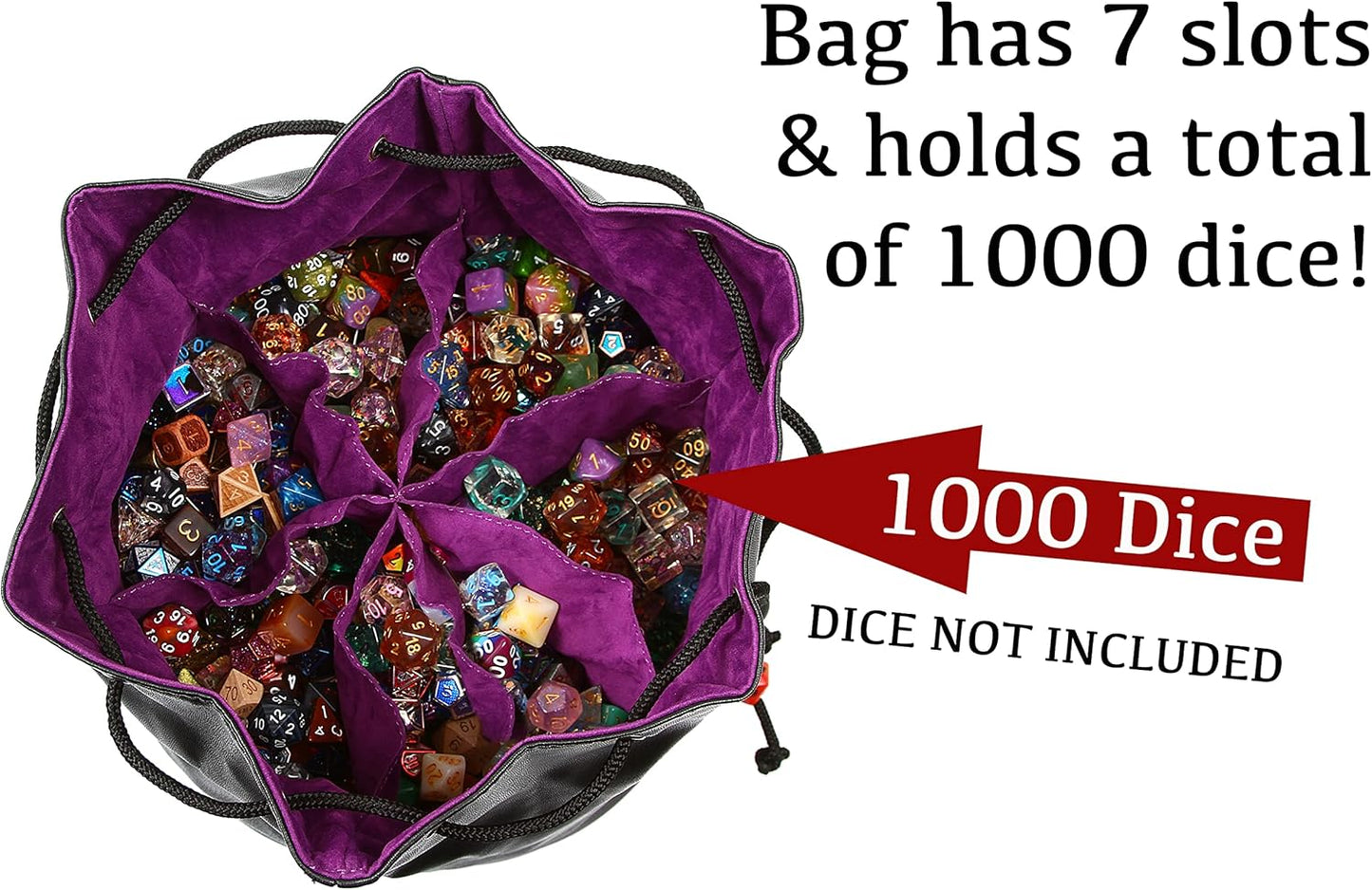 Forged Dice Co. Pouch of The Endless Hoard Dice Bag - Holds Over 1,000 Polyhedral Dice - Dice Storage Bag with 7 Pockets - Perfect for Bulk Dice - Rainbow Dragon Skin