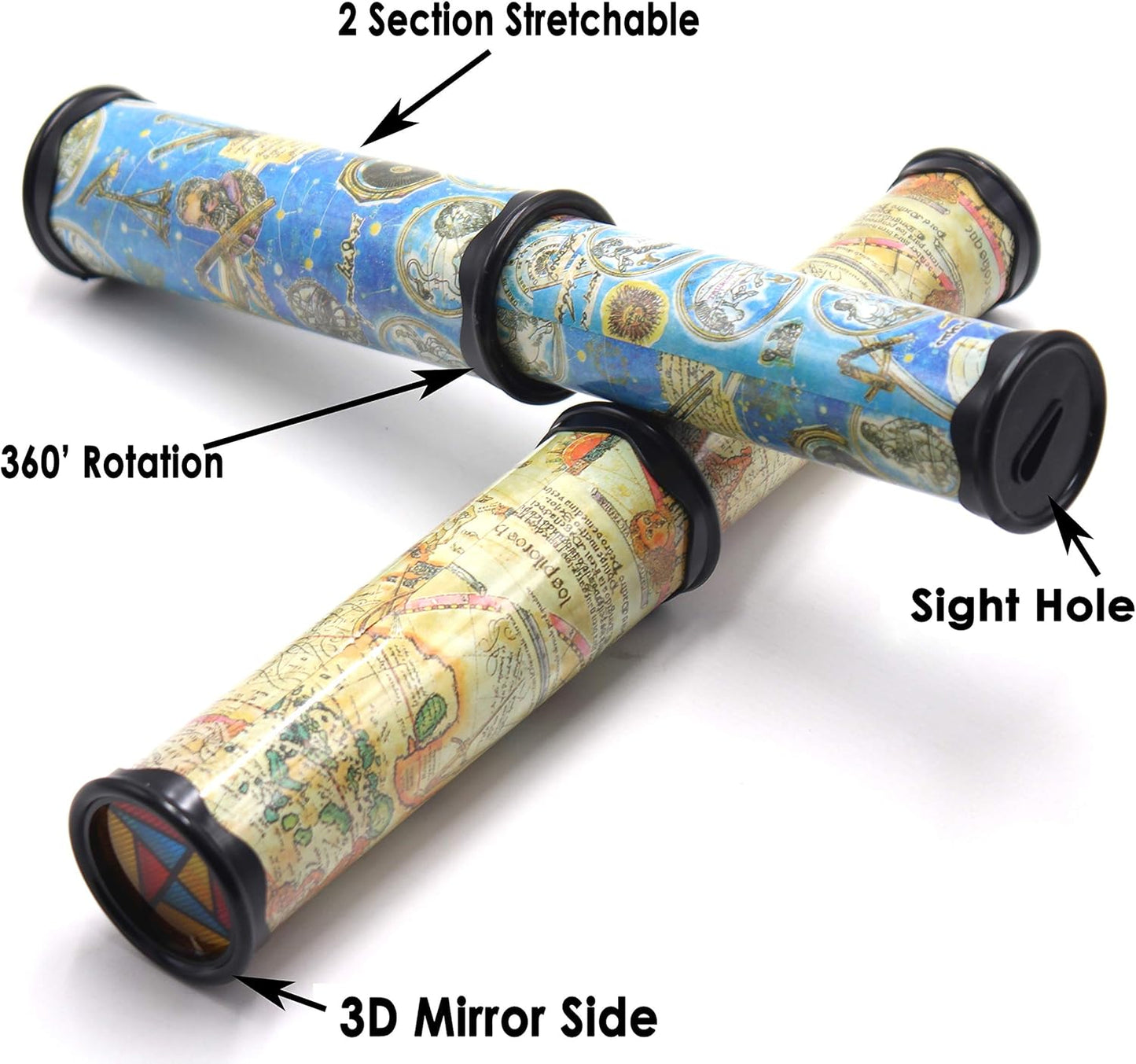 Magic Kaleidoscope, 4 Pack for Kids Adults 3D Mirror Lens Kaleidoscope Party Favors Stretchable Long Classic Kaleidoscope Toy Educational Science Developmental Toy (Two Colors)