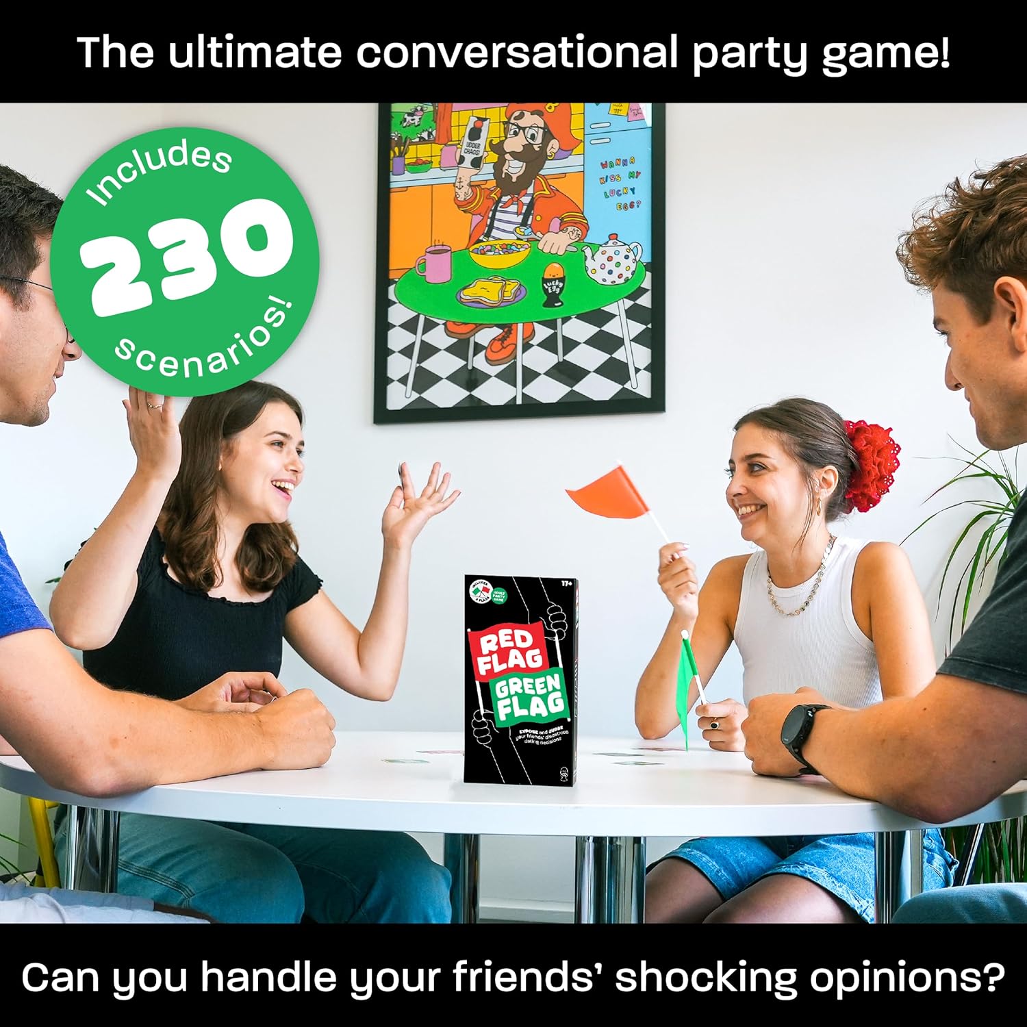 Lucky Egg - Fun Red & Green Flag Party Game - Judge Friends' Dating Decisions - 230 Diverse Questions - Adult Party Game