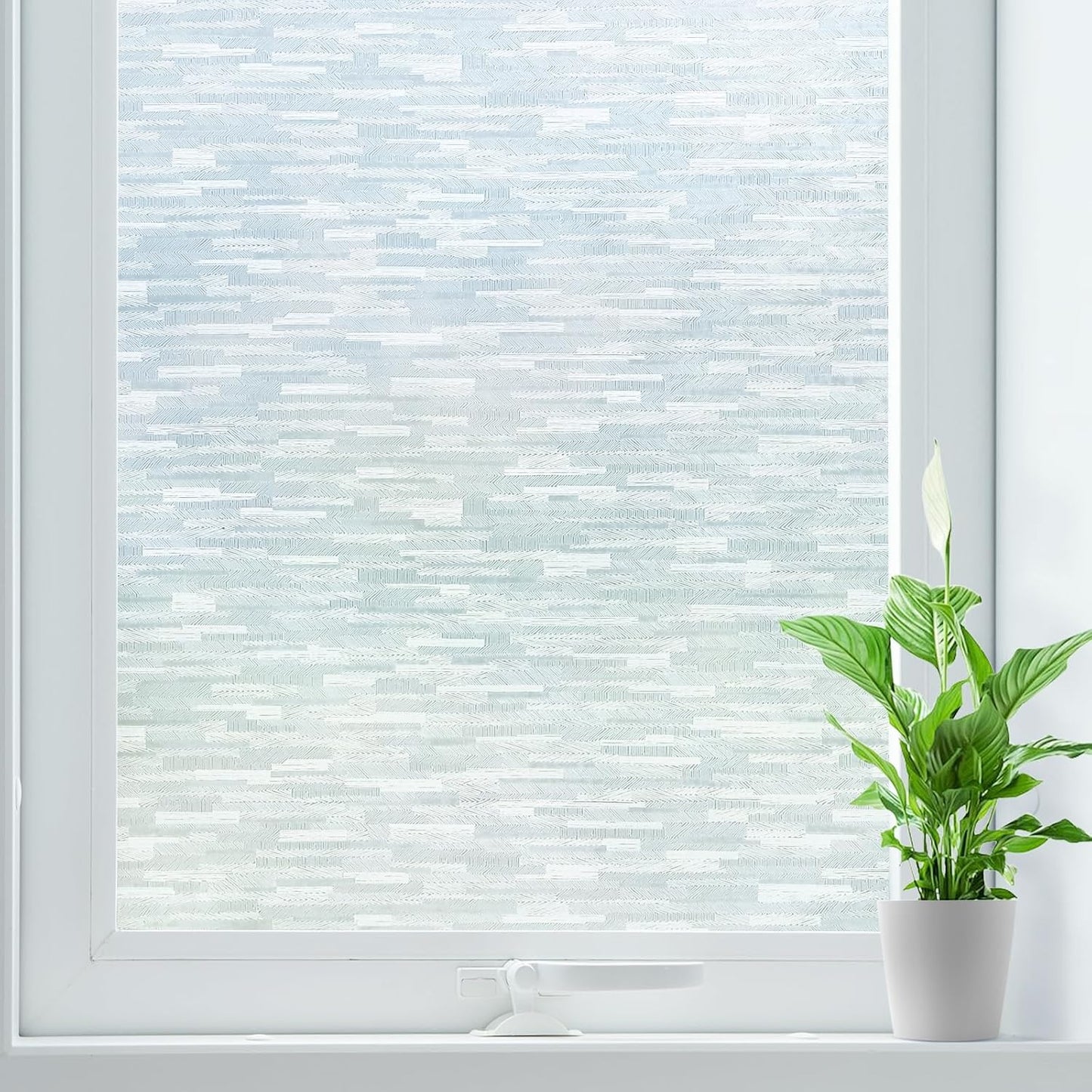 rabbitgoo Window Privacy Film, Frosted Glass Window Film Static Cling Covering, Non Adhesive Privacy Clings Vinyl, Removable Frosting Sticker for Home Decoration, White, 17.5 x 157.4 Inches