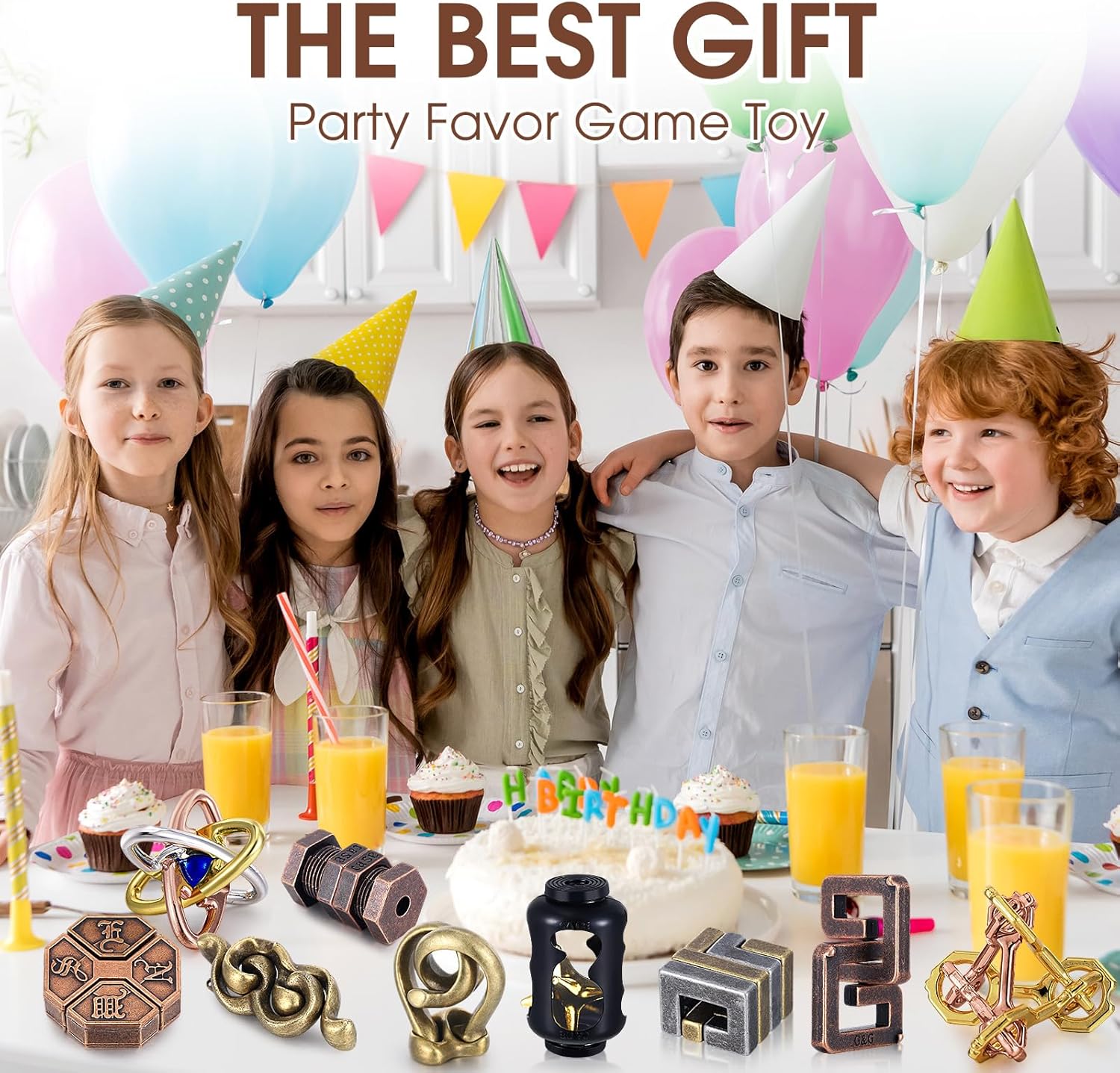 Wettarn 9 Pcs Metal Brain Teaser Puzzles Teaser 3D Steel Puzzle for Adults Unlock Interlocking Games IQ Education Smart Logic Test Toys for Adults Mind Challenge(Adorable Style)