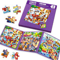 Magnetic Puzzles for Kids Ages 4-8, 3 in 1 Toddlers Cartoon Magnet Jigsaw Puzzle Book, Travel Toys, Preschool Learning Toy for Ages 3-8 (Purple Squad)