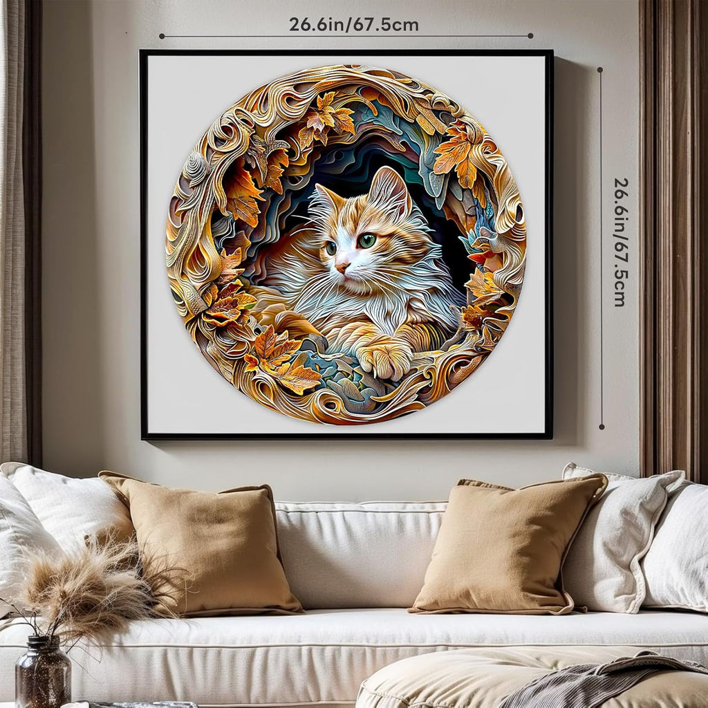 masseruon Puzzles for Adults 1000 Pieces-Cat Puzzle-26.6 * 26.6in Round Jigsaw Puzzels with HD Matte Finish-Hard Difficult Puzzel for Adult-Challenging Gift for Puzzel Lovers Home Decor