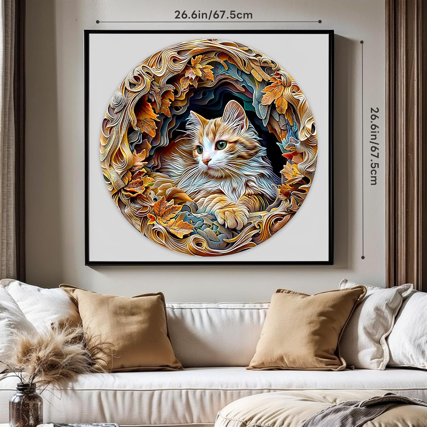 masseruon Puzzles for Adults 1000 Pieces-Cat Puzzle-26.6 * 26.6in Round Jigsaw Puzzels with HD Matte Finish-Hard Difficult Puzzel for Adult-Challenging Gift for Puzzel Lovers Home Decor