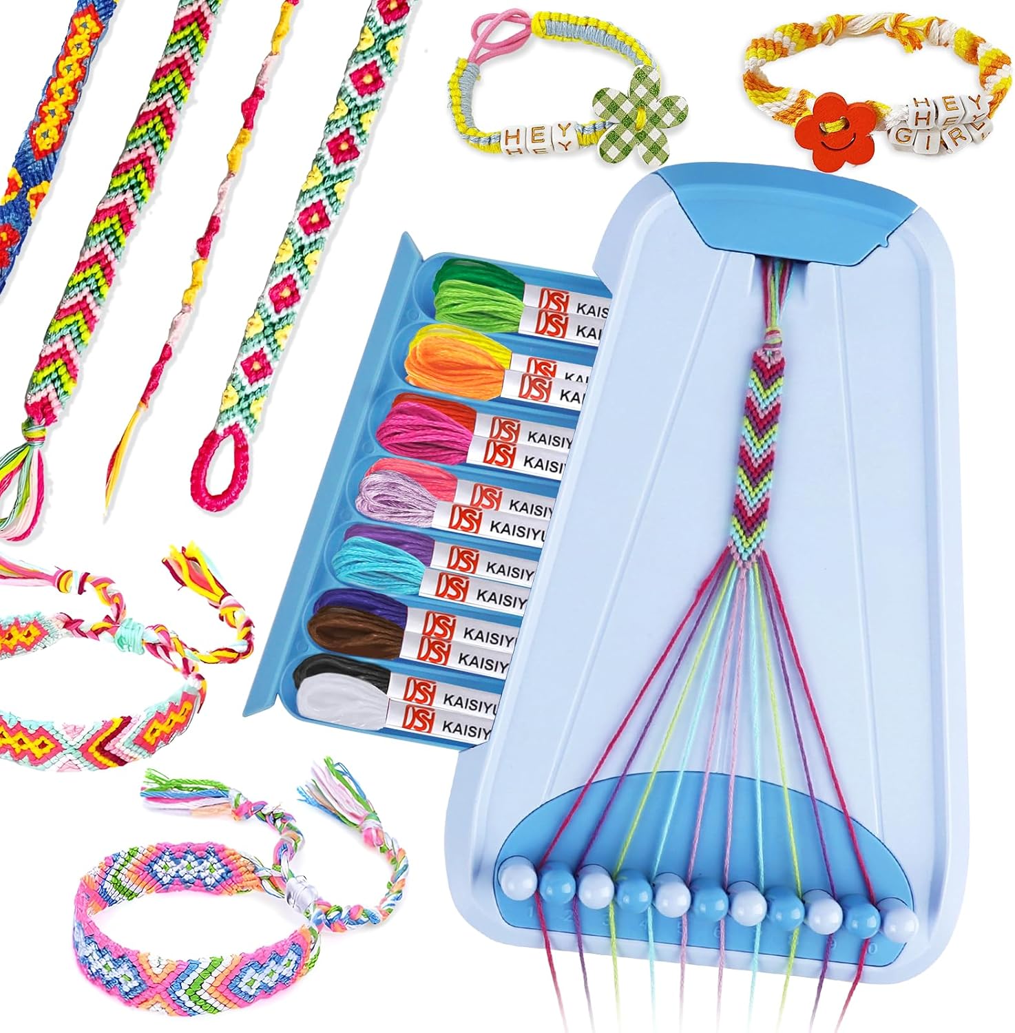 Friendship Bracelet Making Kit for Girls, Arts and Crafts Bracelets String Maker Kit for Kids Ages 8-12 Christmas Birthday Gifts (All Blue)
