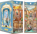 Tonecheer DIY Book Nook Kit for Adults, 3D Wooden Puzzle Bookend Miniature House Kit, Booknook Bookshelf Insert Decor with Dust Cover and LED Lights Gifts (Venetian Dreams)