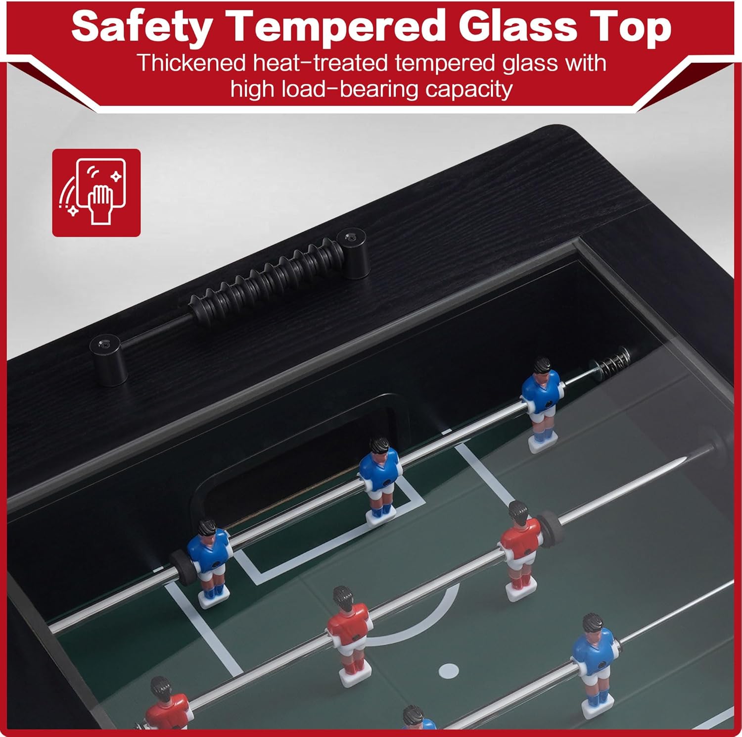 Foosball Coffee Table, 42" Soccer Game Table with Tempered Glass, Modern Game Table with 2 Balls for Adults, Kids, Home, Indoor Family Living Room
