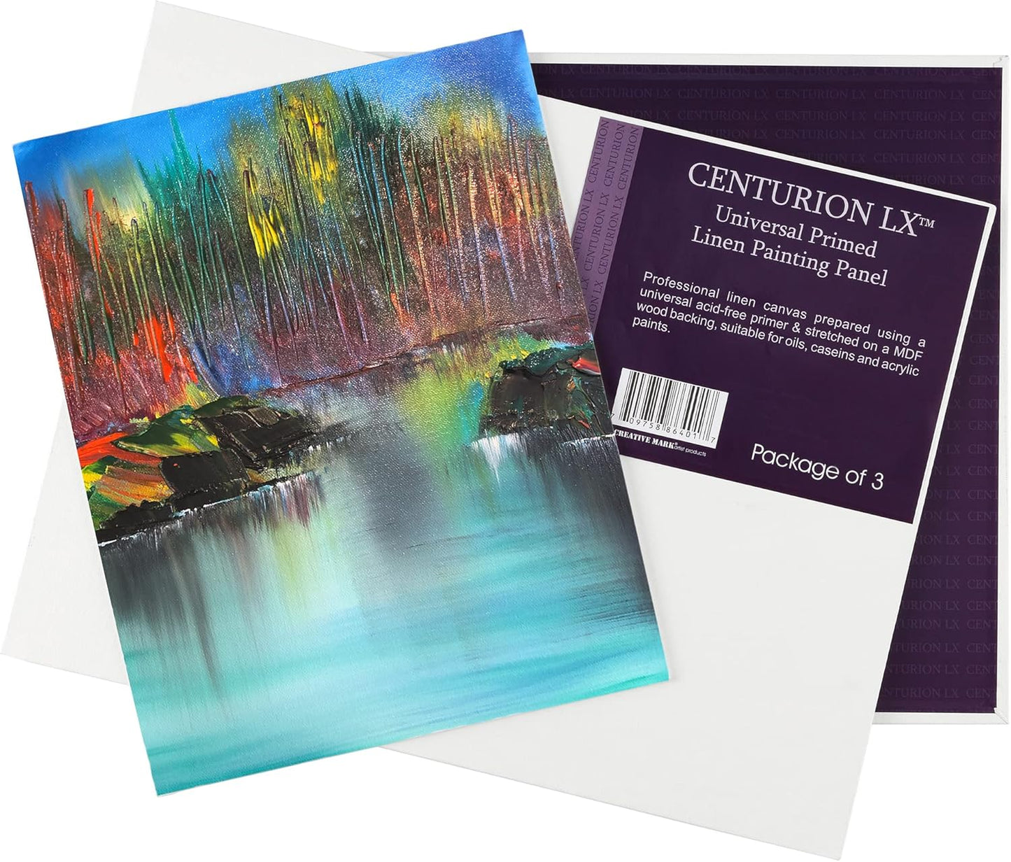Centurion All-Media Primed Linen Panels - 8x16 3 Pack - 11oz Universal Primed Canvas Boards for Painting, Mounted on MDF Wood, Non-Warping, Ideal for Artists, Professionals, and Painters