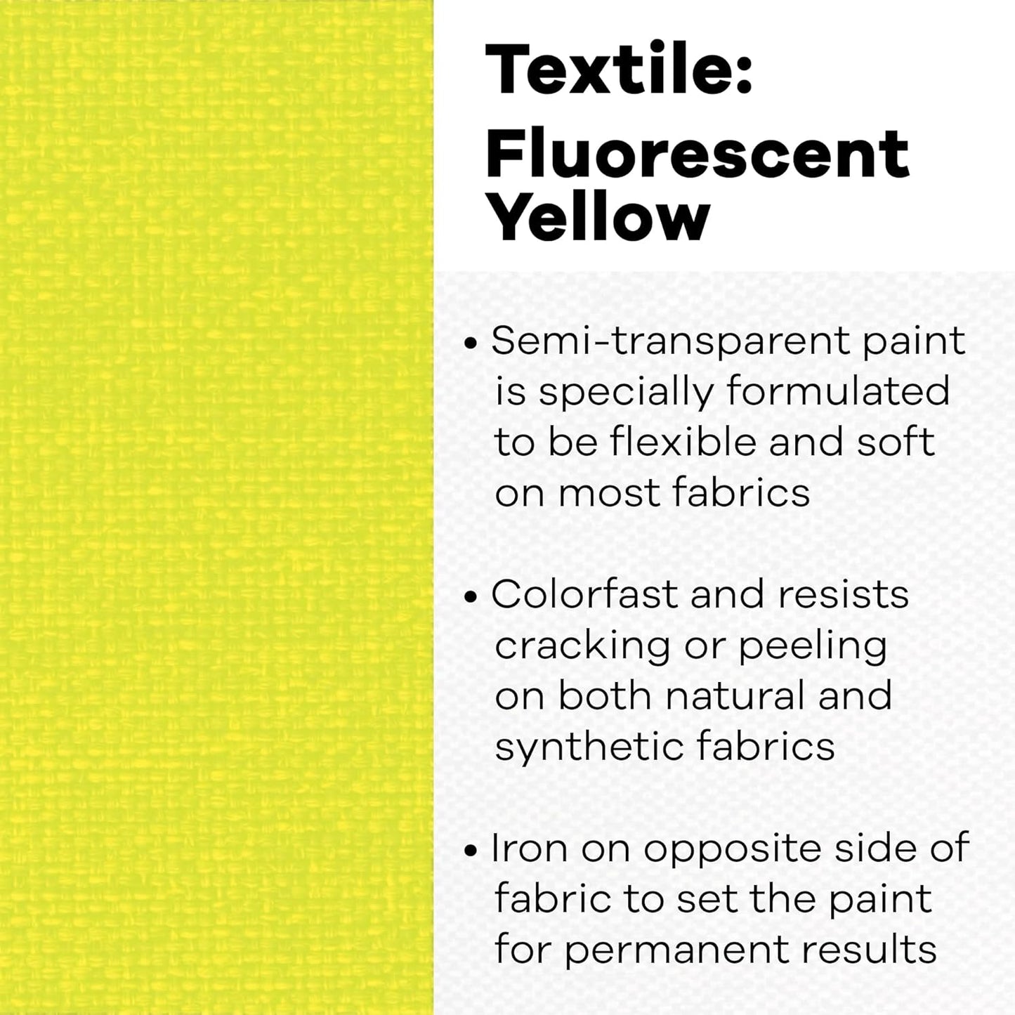 Jacquard Textile Color Fluorescent Yellow - Permanent Fabric Paint for Clothes, Furniture Upholstery, Shoes or Tote Bags – Indoor & Outdoor Fabric Paint – 8 Oz Jar, Upholstery Fabric Paint
