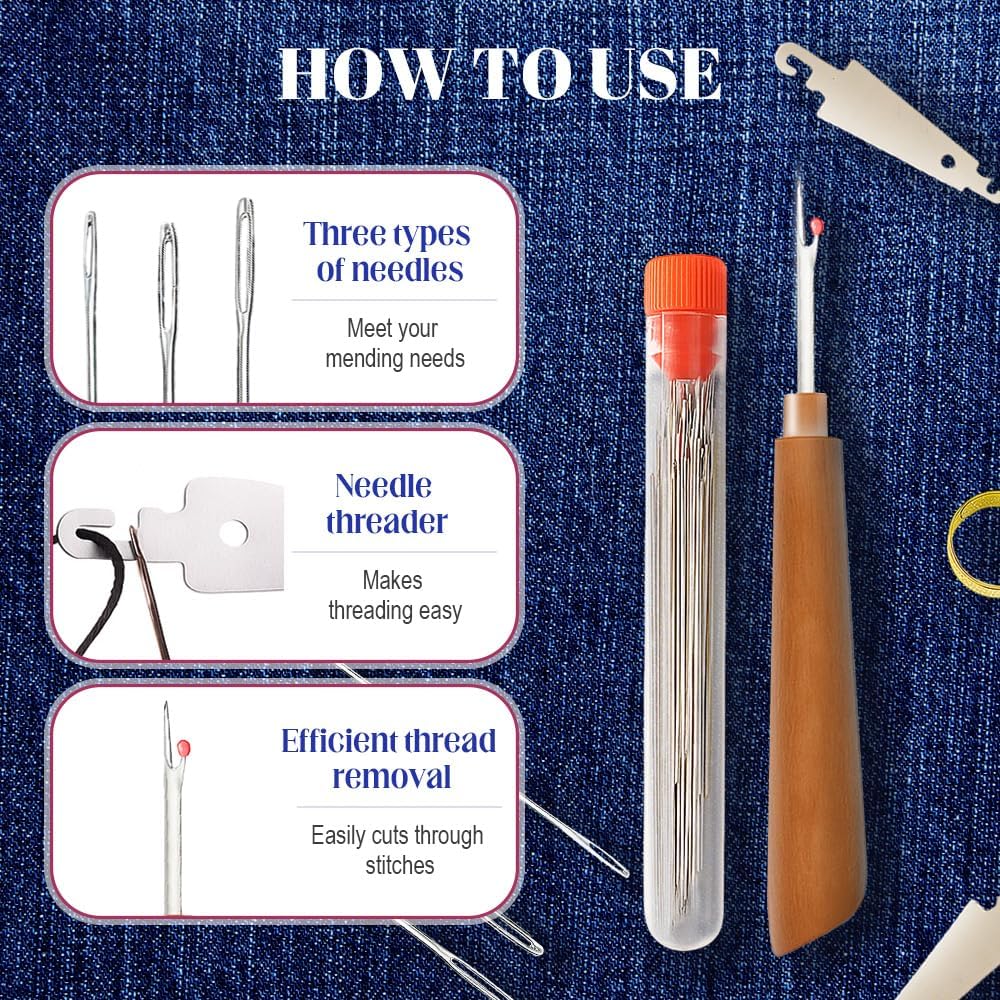 31PCS Sewing Tool Set, 2026 New Big Eye Steel Sewing Needles Kit, Stainless Steel Needles for Hand Sewing Kit, Portable DIY Hand Made Craft Set for Handcraft Lovers (31 Pcs)