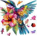 Wooden Jigsaw Puzzles -Hummingbird Wooden Puzzles for Adults, 500 Pcs King Size 17.3'' x 16.6'', Luxurious Shaped Wood Puzzle, Beautiful Package, Best Gift for Adults and Kids, Family Game