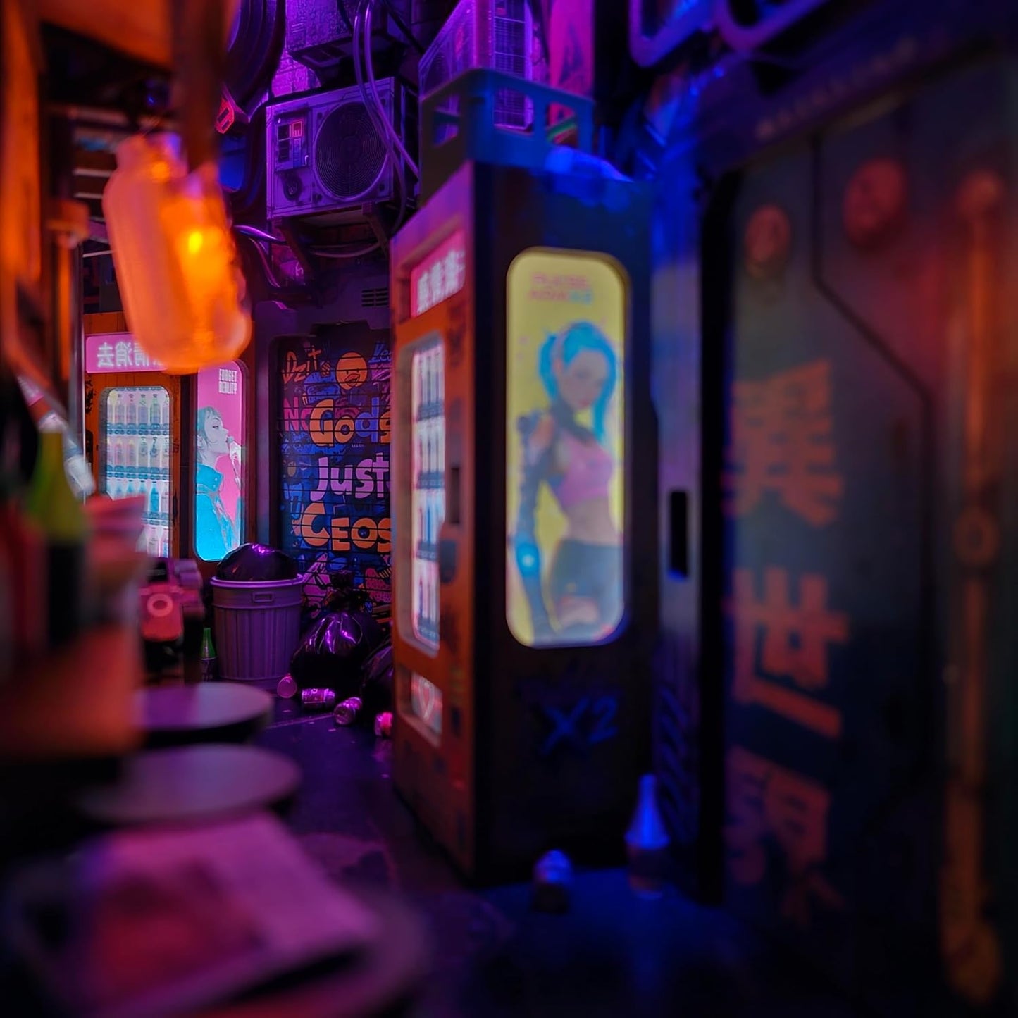 Neo Ramen MiniAlley DIY Cyberpunk Book Nook Kit – Wooden Diorama with Neon Lights, Futuristic Ramen Shop & Endless Alley Illusion – Unique Collectible Display for Bookshelf or Desk
