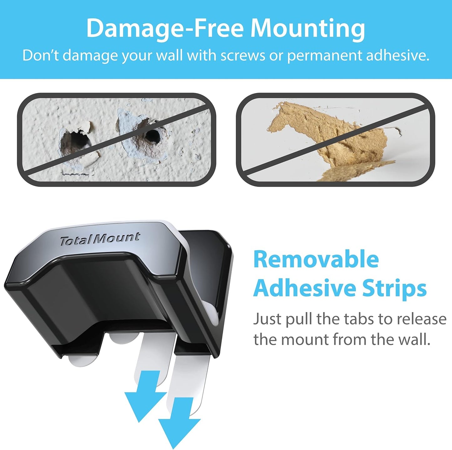 TotalMount Gaming Headset Hangers – Include Removable Adhesive Strips for Easy, Damage-Free Wall, Desk, or PC Mounting (Black Headphone Hooks with Premium Silicone Cradles – Two Pack)