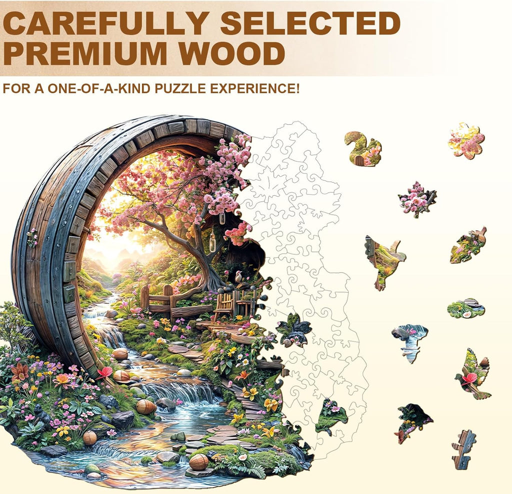 Wooden Puzzles for Adults, Spring Flower Wooden Jigsaw Puzzle for Adults, 280 Piece Unique Animal Shape Wood Puzzles Adult, Birthday Party Gifts for Friends & Family Game Home Decor (L-13.4 * 13.1in)