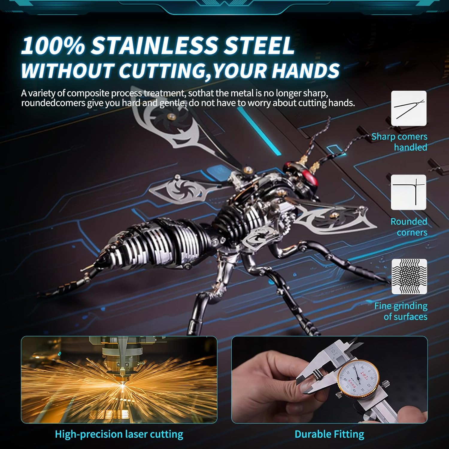 3D Puzzles for Adults, Metal Model Kit Wasp Mechanical Puzzle for Adults/Teens, DIY Creative Craft Gifts Kits Difficult Assembled 3D Puzzle for Family Time, Home Decor (Black)