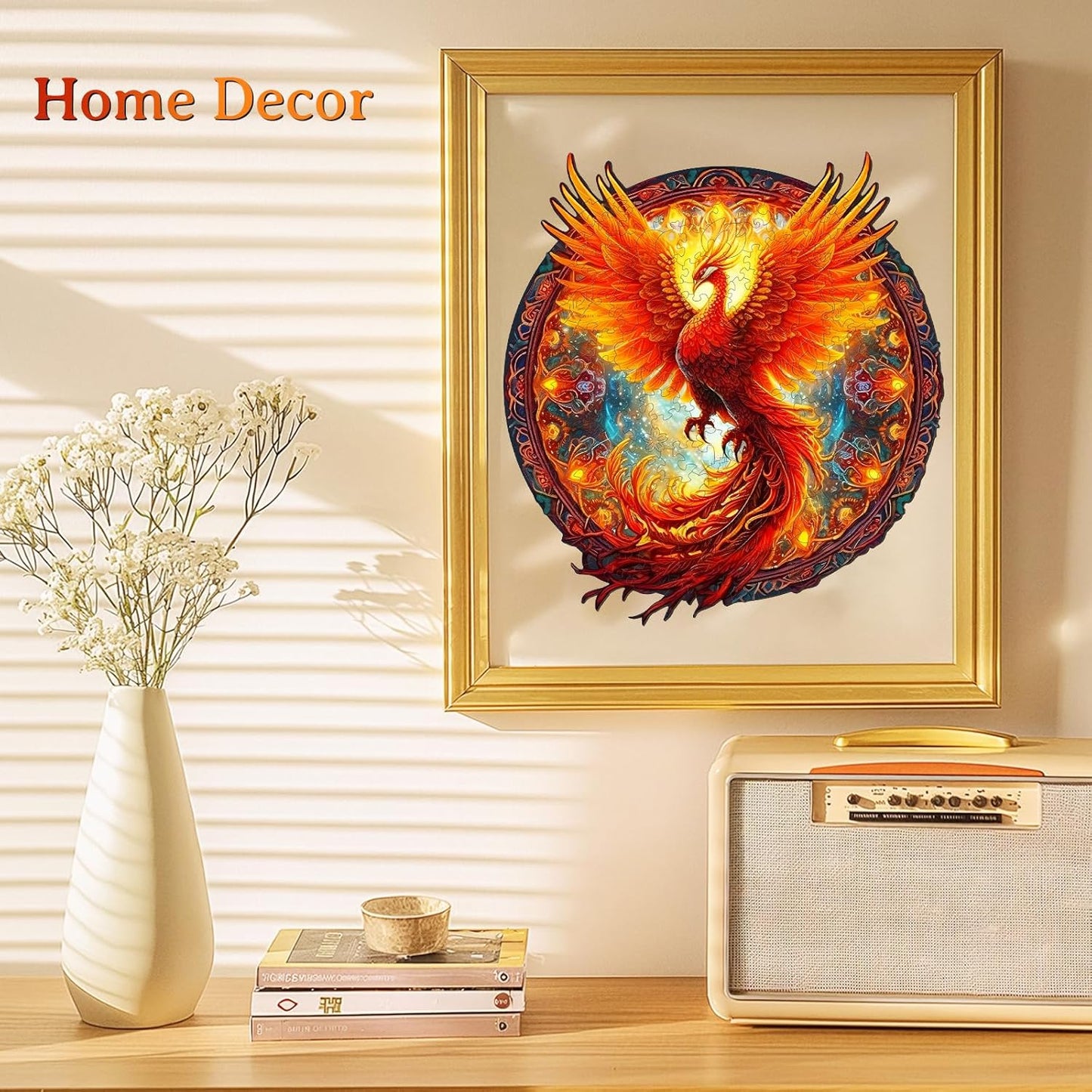 KAAYEE Wooden Jigsaw Puzzles-Wooden Puzzle Adult Unique Shape Advanced Phoenix Wooden Jigsaw Puzzle for Adult, Fathers, Family Puzzles 14.9 * 13.8in 290pcs,Chritmas Gift