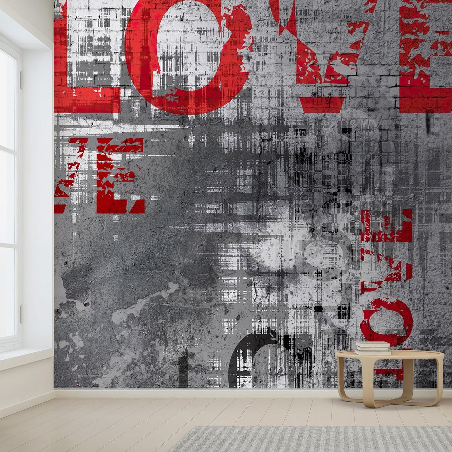 wall26 Wall Sticker/Wall Mural Love Letters Graffiti, Not Peel and Stick, Non-Woven Wallpaper Decorative for Bedroom, Living Room, Office - 108x120 inches