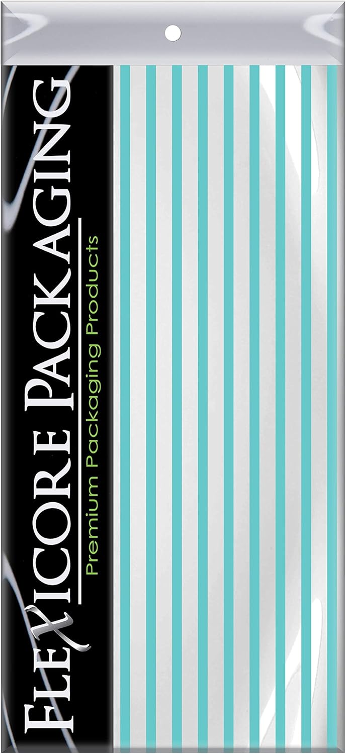 Flexicore Packaging Azure Pin Stripe Print Gift Wrap Tissue Paper Size: 15 Inch X 20 Inch | Count: 100 Sheets | Color: Azure Pin Stripe