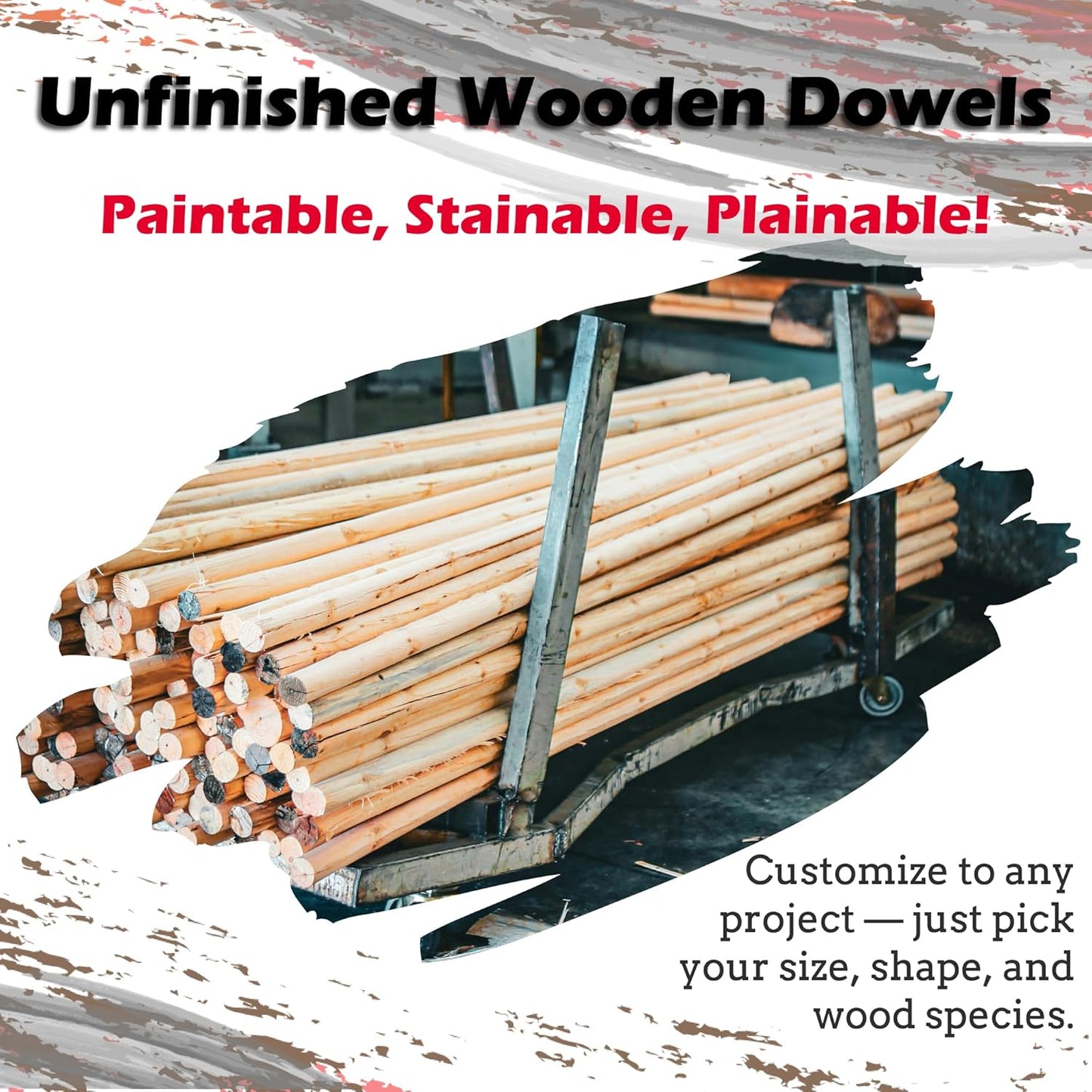 Birch Round Dowels (1-⅛" x 36", Pack of 4) | Variety of Diameters & Wood Species | Unfinished Wooden Dowel Rods for Crafts & DIY Home Projects | Curtain Rod, Macrame Supplies, Moulding Trim, Flagpole