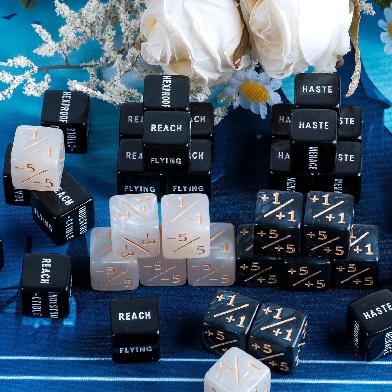 48 Pieces MTG Dice Counters Bulk Ability Keyword Counters Life Counter 1/+1 counters,6 Sided Dice Set for Tabletop Games,MTG, TCG, Card Games Accessories (48 Pieces)