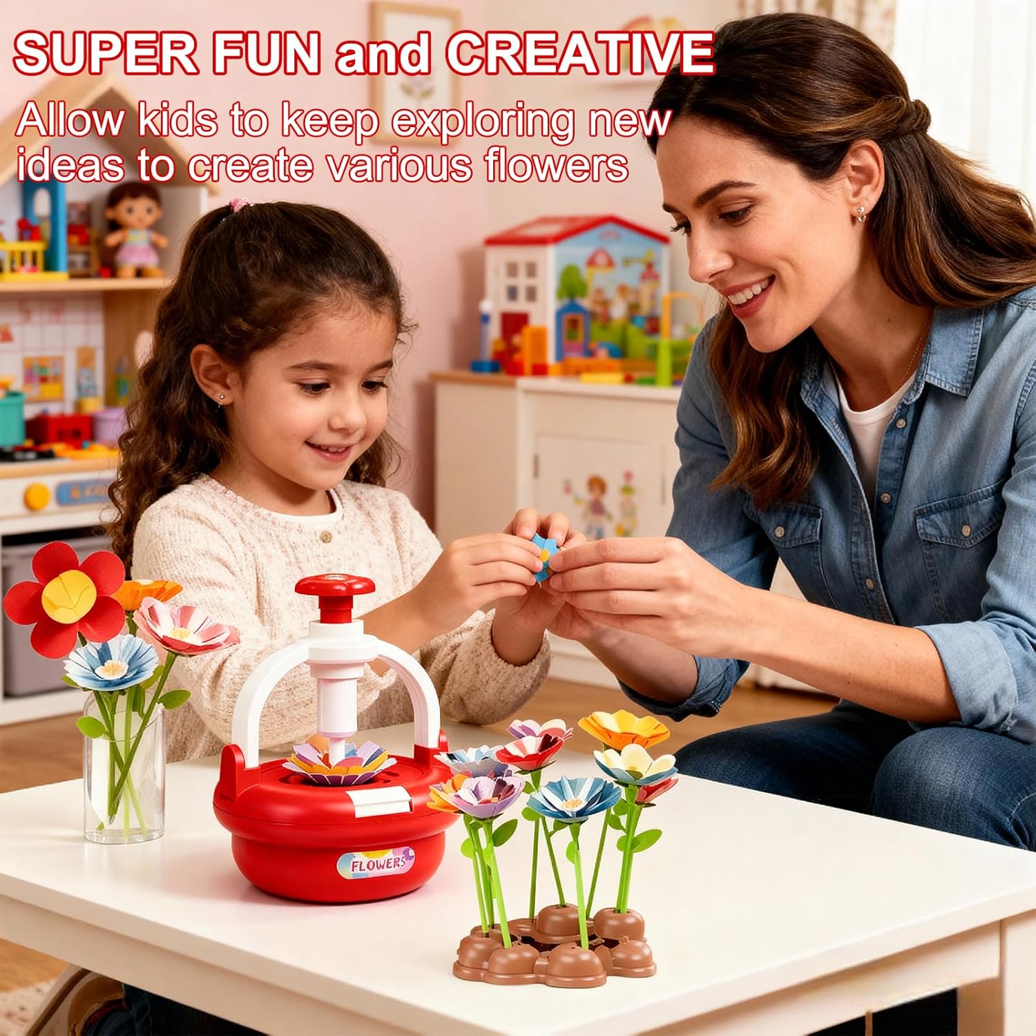 EALRIDV Fabric Flower Bouquets Toys, DIY Flower Press Kit, Creative Floral Craft Set for Kids Ages 4 5 6 7 8+ Years Old, Build Your Own for Birthday Gifts, Arts and Crafts Projects