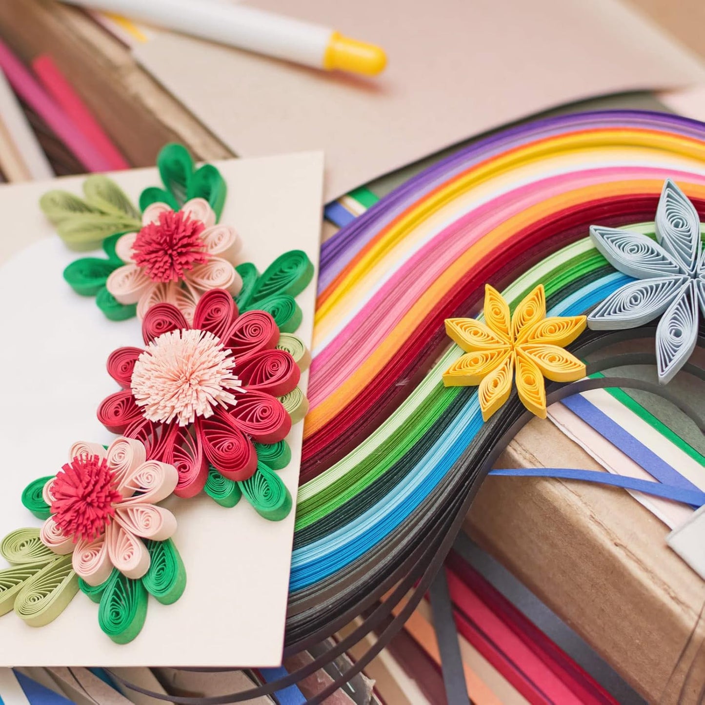PATIKIL 600pcs Quilling Strips Paper 1/8"(3mm) 39cm Origami Paper Quilling Strip for Art DIY Hand Craft Christmas, Lemon Yellow