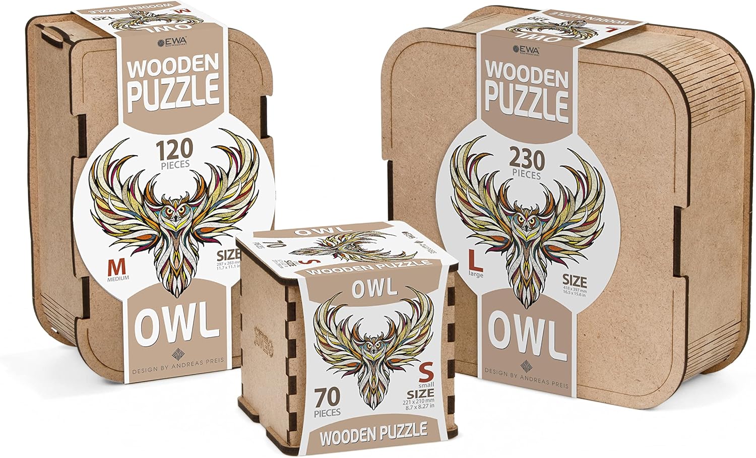 EWA Home Décor – Owl Small 70 Pieces – Wooden Jigsaw Puzzle for Adults – Perfect for Artistic Home Decoration and Mindful Relaxation