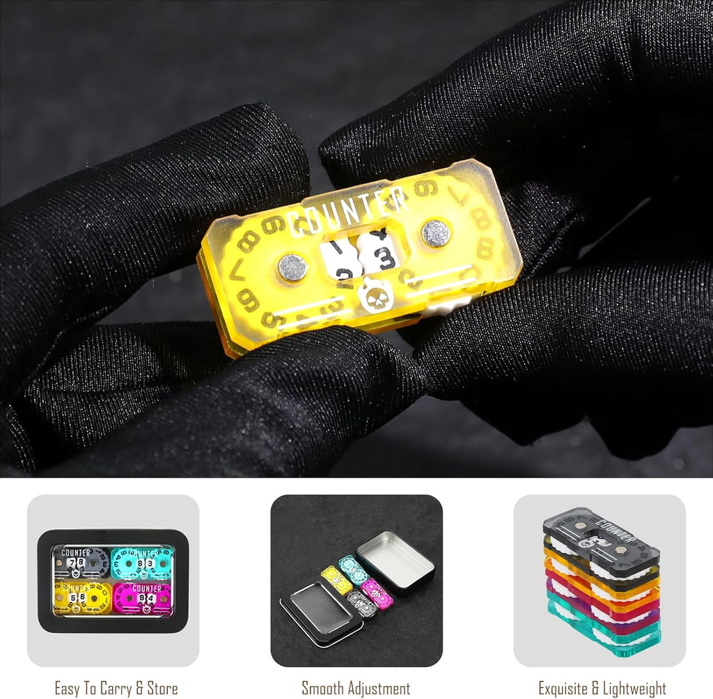 4Pcs MTG Life Counter Twin Digits with Metal Box, Tracker Life Counter for Board Games, Compatible with Magic The gatering Accessories RPG D&D CCG TCG Tabletop Board Games